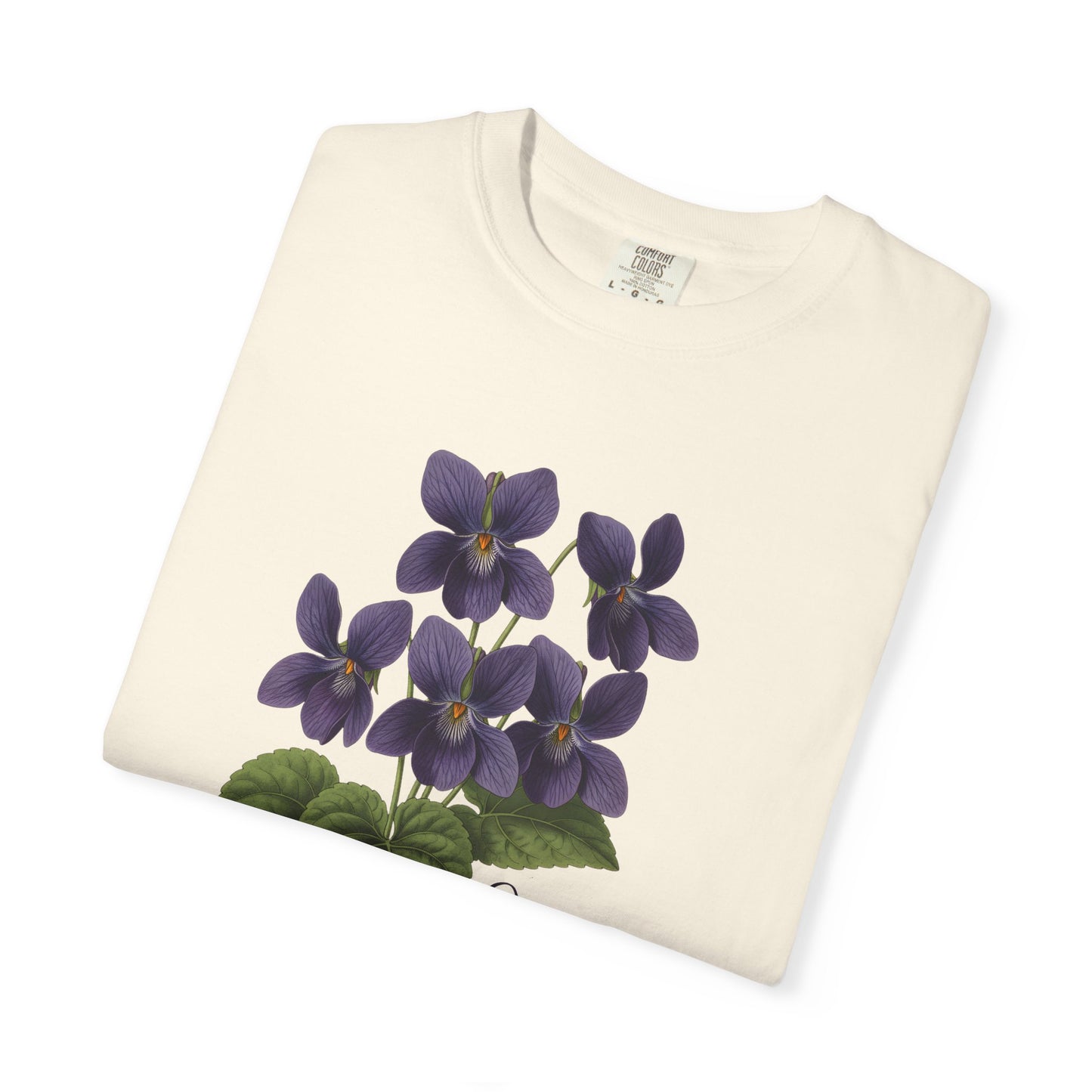 February Birth Flower Violet T-Shirt – Heavyweight Garment-Dyed Tee - 14694