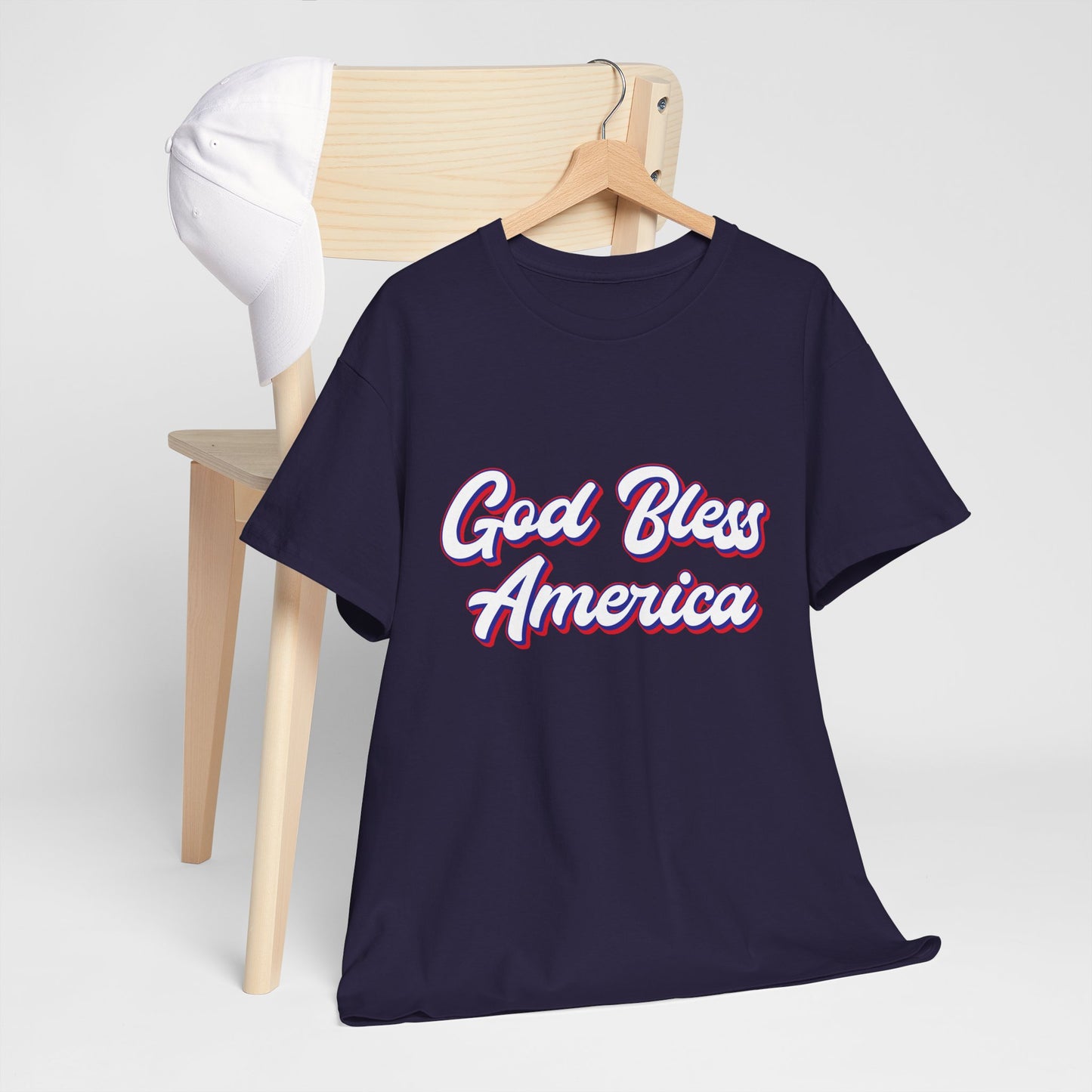 God Bless America Unisex Heavy Cotton Tee | Patriotic Shirt, American Pride Apparel, 4th of July Outfit, Gift for Veterans, Summer - 13655