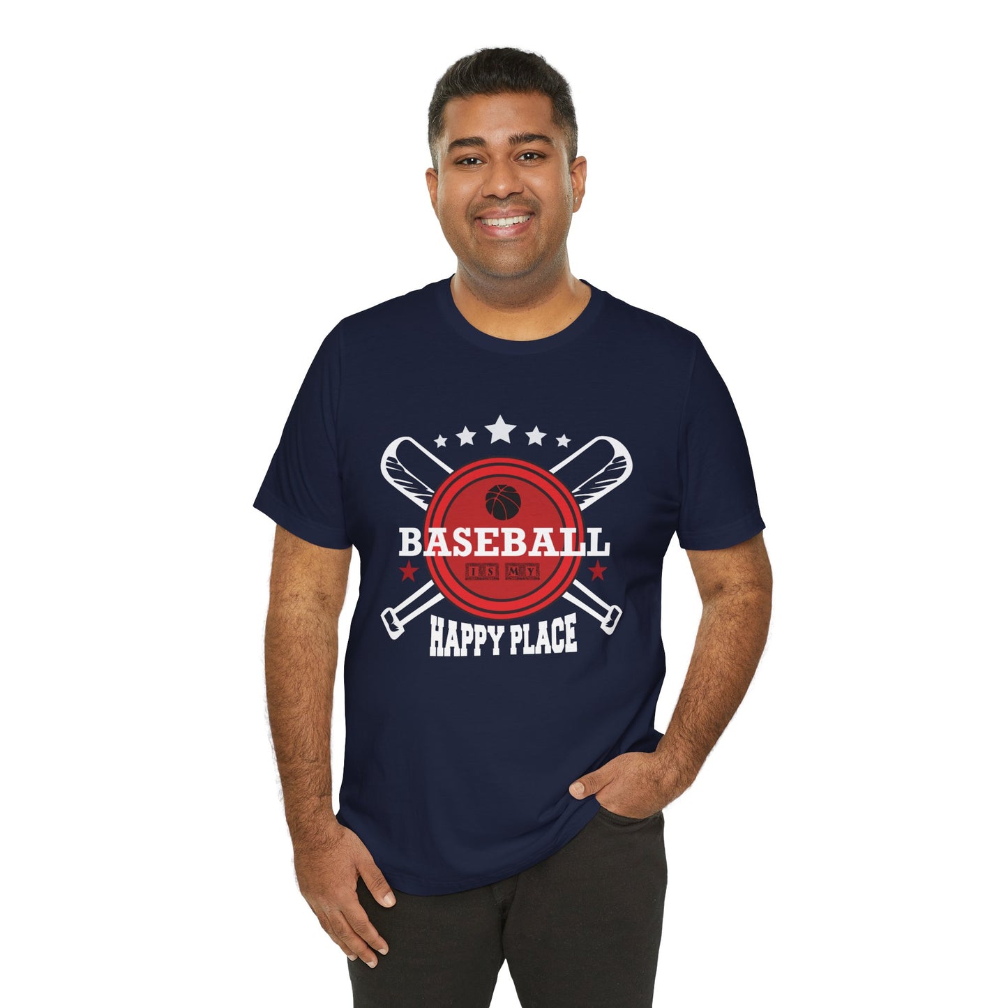 Baseball: Happy Place - Unisex Jersey Short Sleeve Tee - 13912