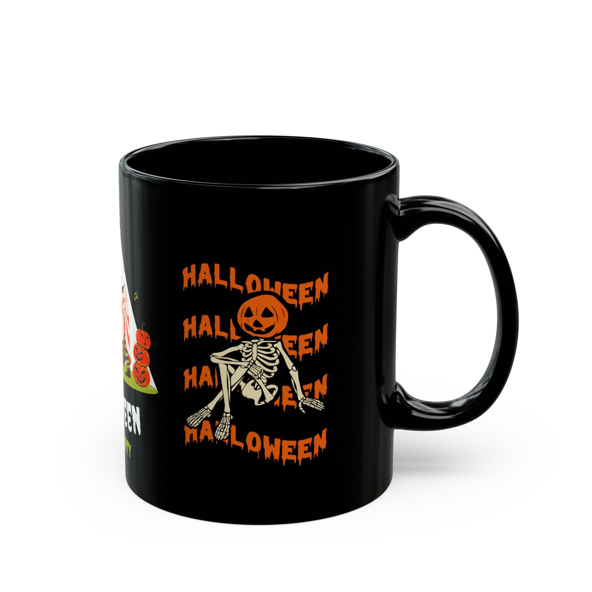 Halloween, Spooky Party - Black Mug (11oz, 15oz) | 11oz,Back-to-School,Black base,Ceramic,Coffee Mugs,Glossy,Home & Living,Mugs,Seasonal Picks,Sublimation