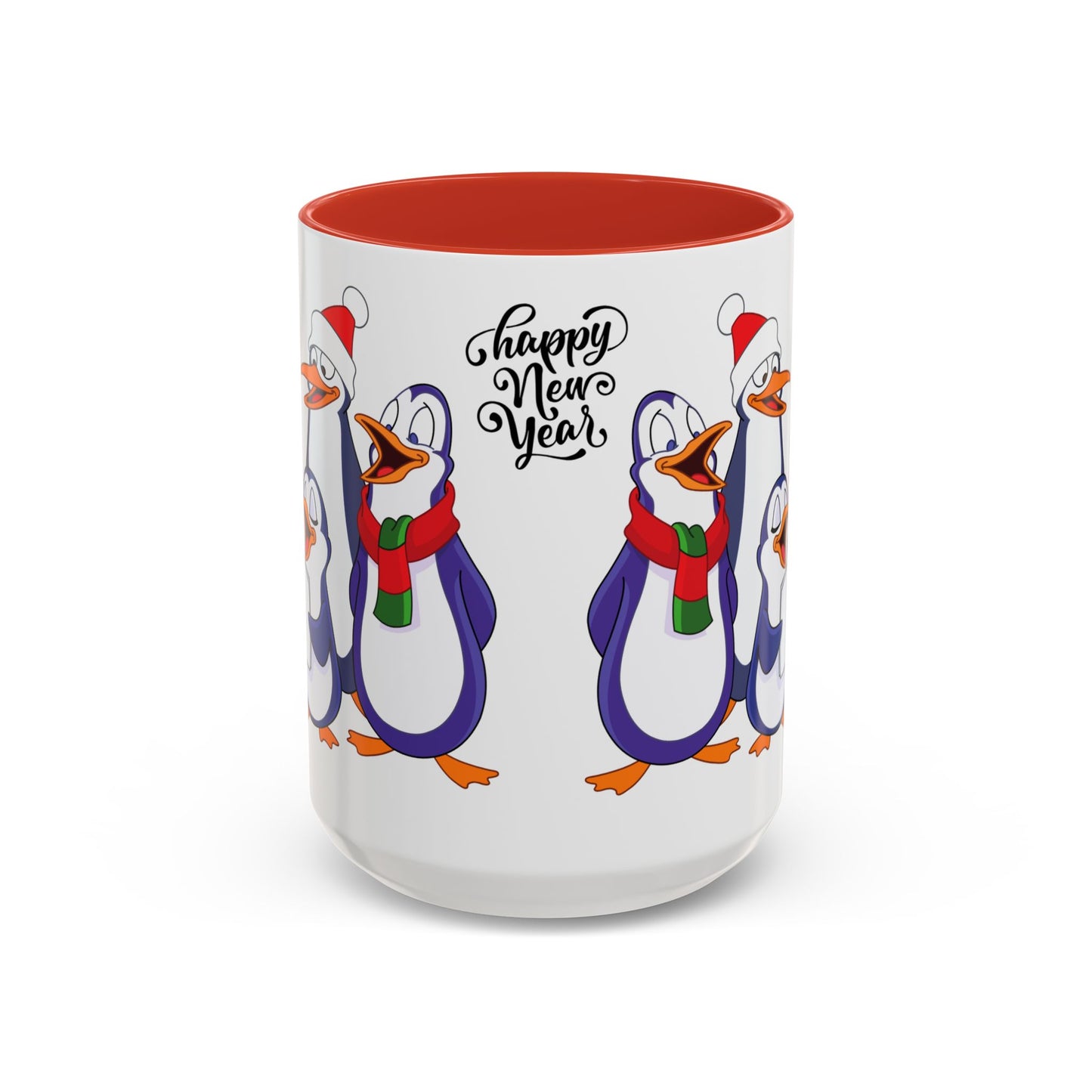 Penguins, Happy New Year - Accent Coffee Mug (11, 15oz) - 10291