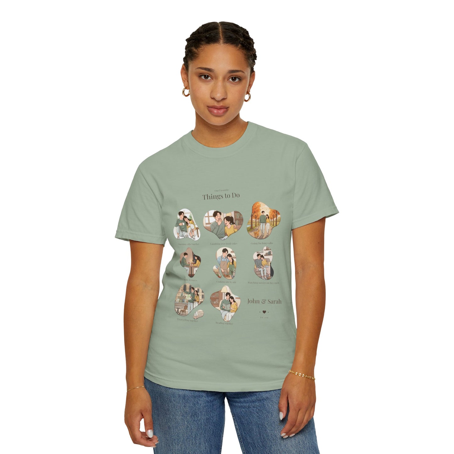 Our Favourite Things to Do Together – Personalised Valentine’s Illustration T-Shirt Gift - 14721