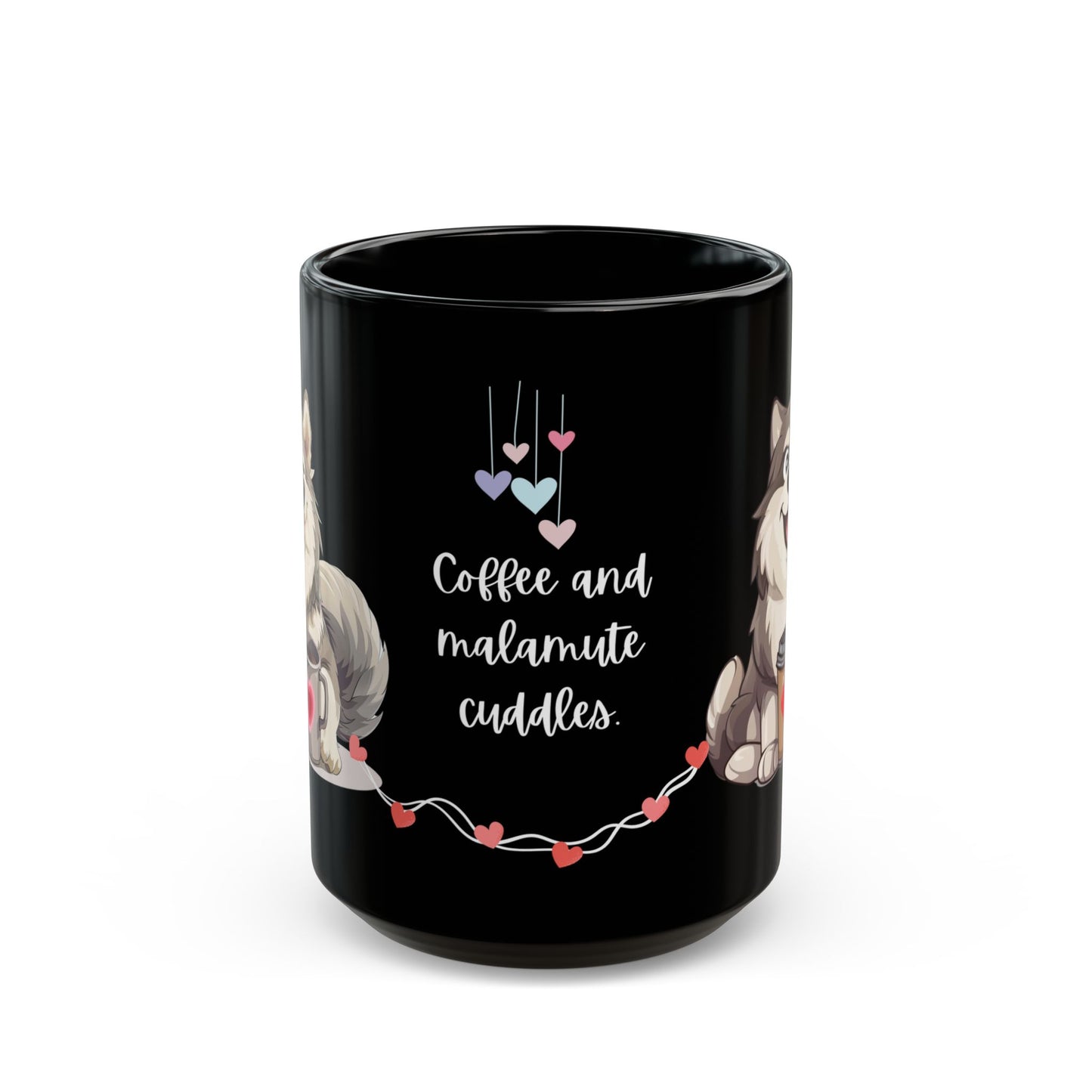 Coffee and Malamute Cuddles - Black Mug (11oz, 15oz) - 10650