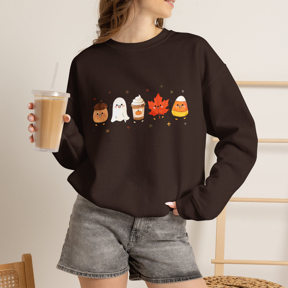 Cute Fall Harvest Sweatshirt, Ghost, Pumpkin Spice & Autumn Crewneck - 14534
