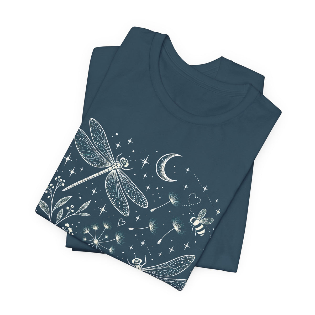 Dragonfly Moon T-Shirt, Whimsical Celestial Nature Tee - 14518
