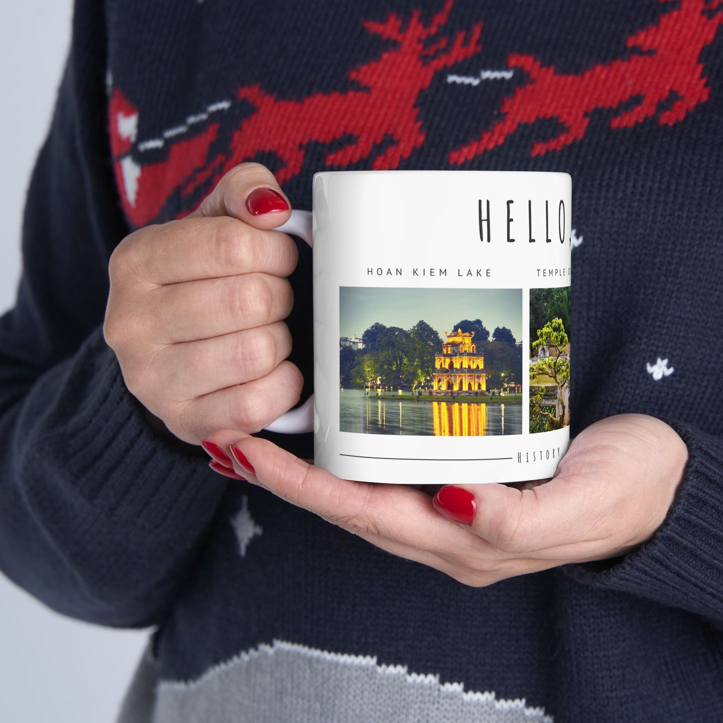 Hello Hanoi! Ceramic Mug - 11oz & 15oz - A Journey Through Vietnam's Culture - 12210