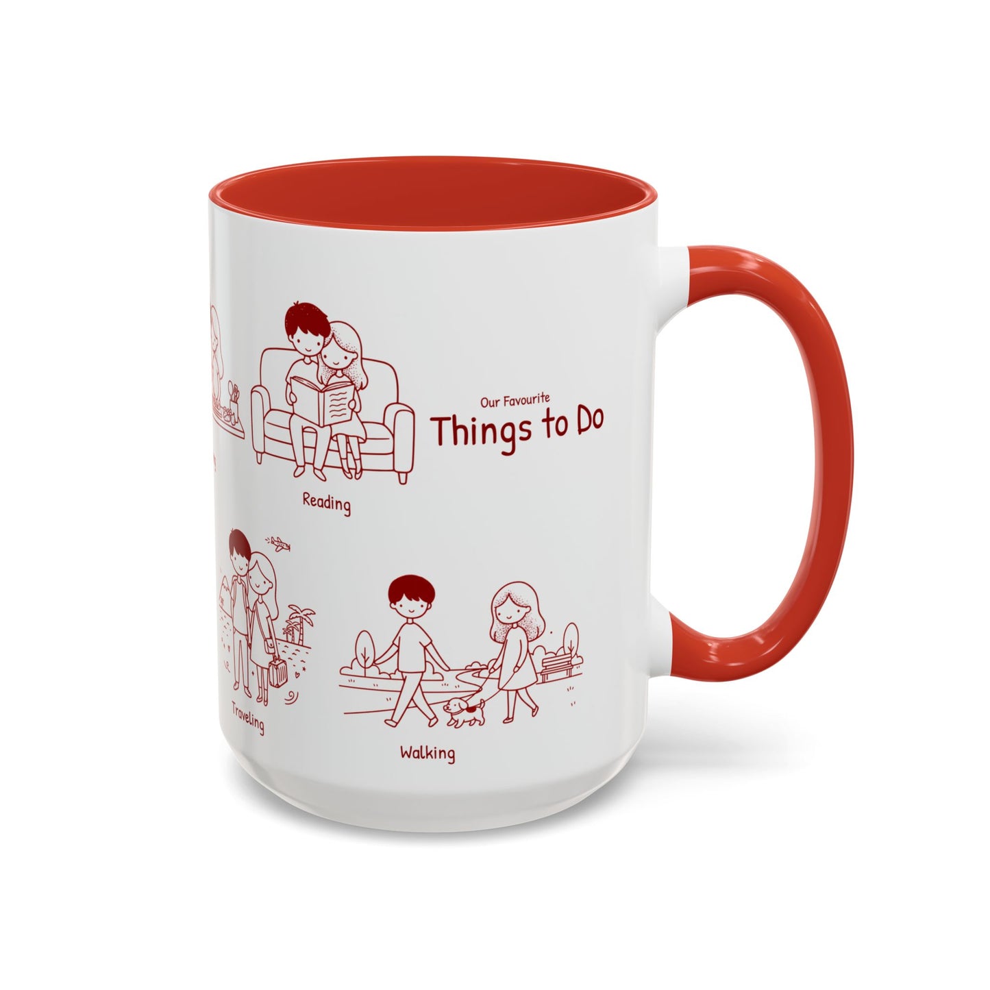 Our Favorite Things to Do Valentine’s Mug – Cozy Couples Illustrated Accent Coffee Mug - 14706