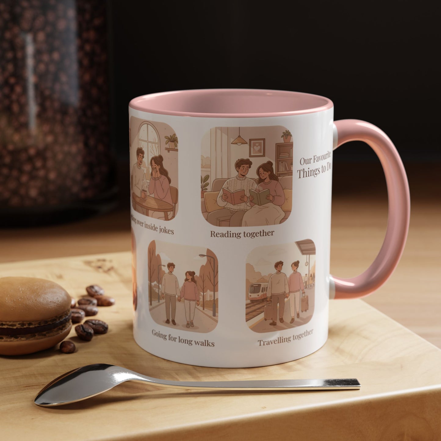 Our Favorite Things to Do Valentine’s Mug – Cozy Couples Illustrated Accent Coffee Mug - 14701