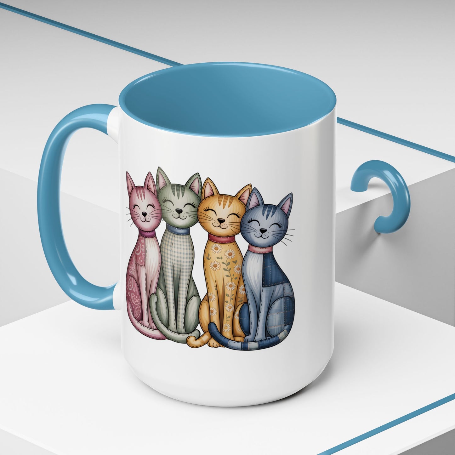 Happy Cats Illustration Mug – Colorful Cat Art Coffee Cup (11oz / 15oz) - 14769