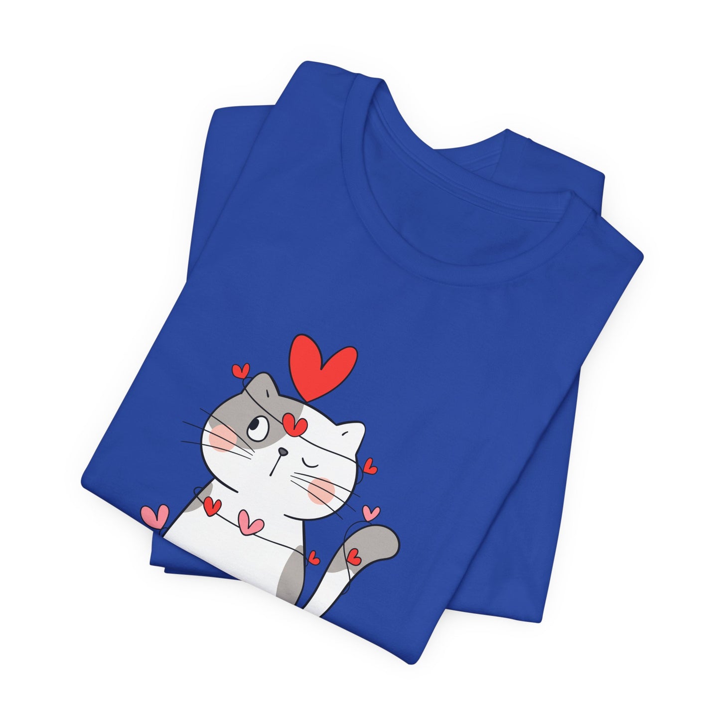 Cute Cat, Happy Valentine's Day - Unisex Jersey Short Sleeve Tee - 11359