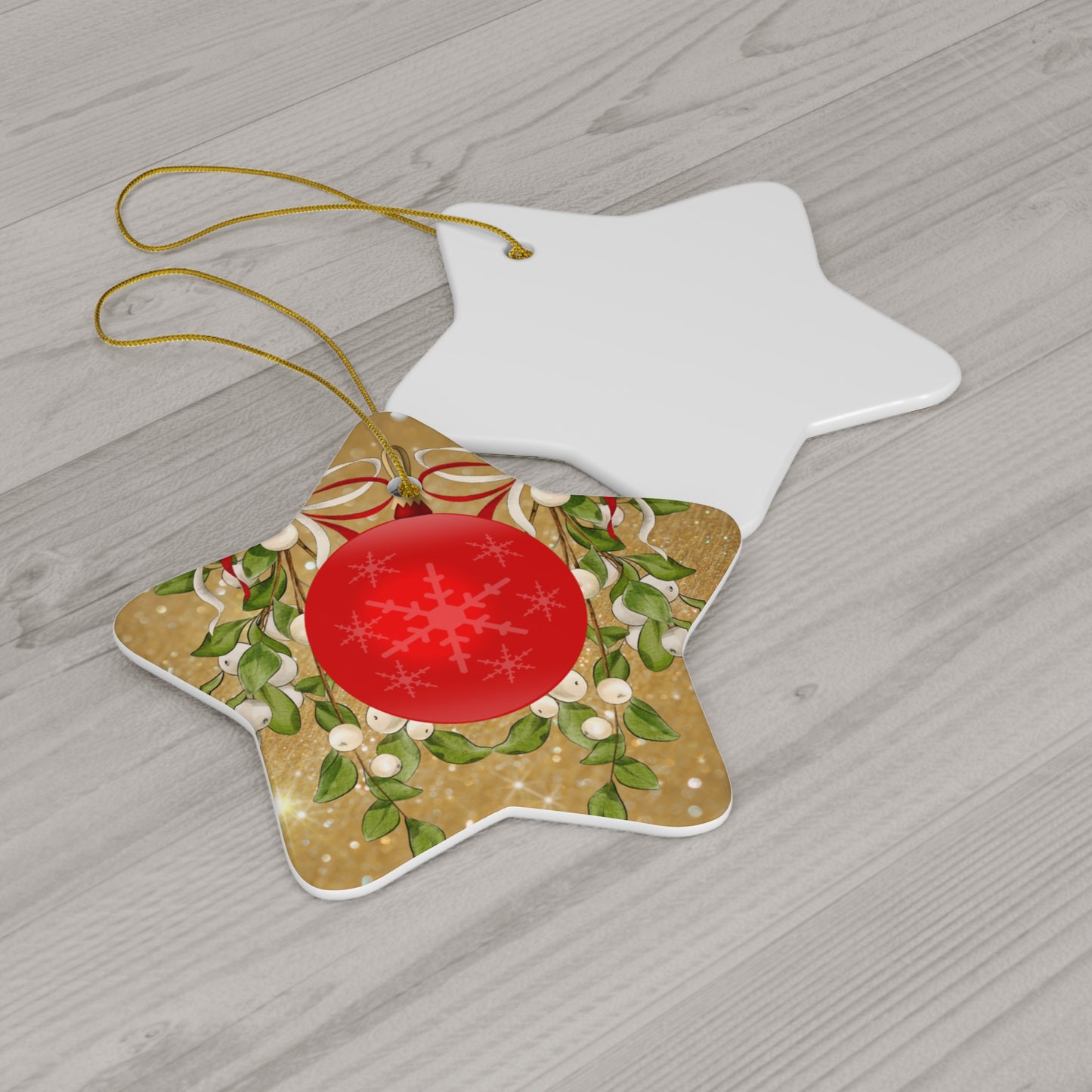 Shimmering Red - Ceramic Ornament, 4 Shapes