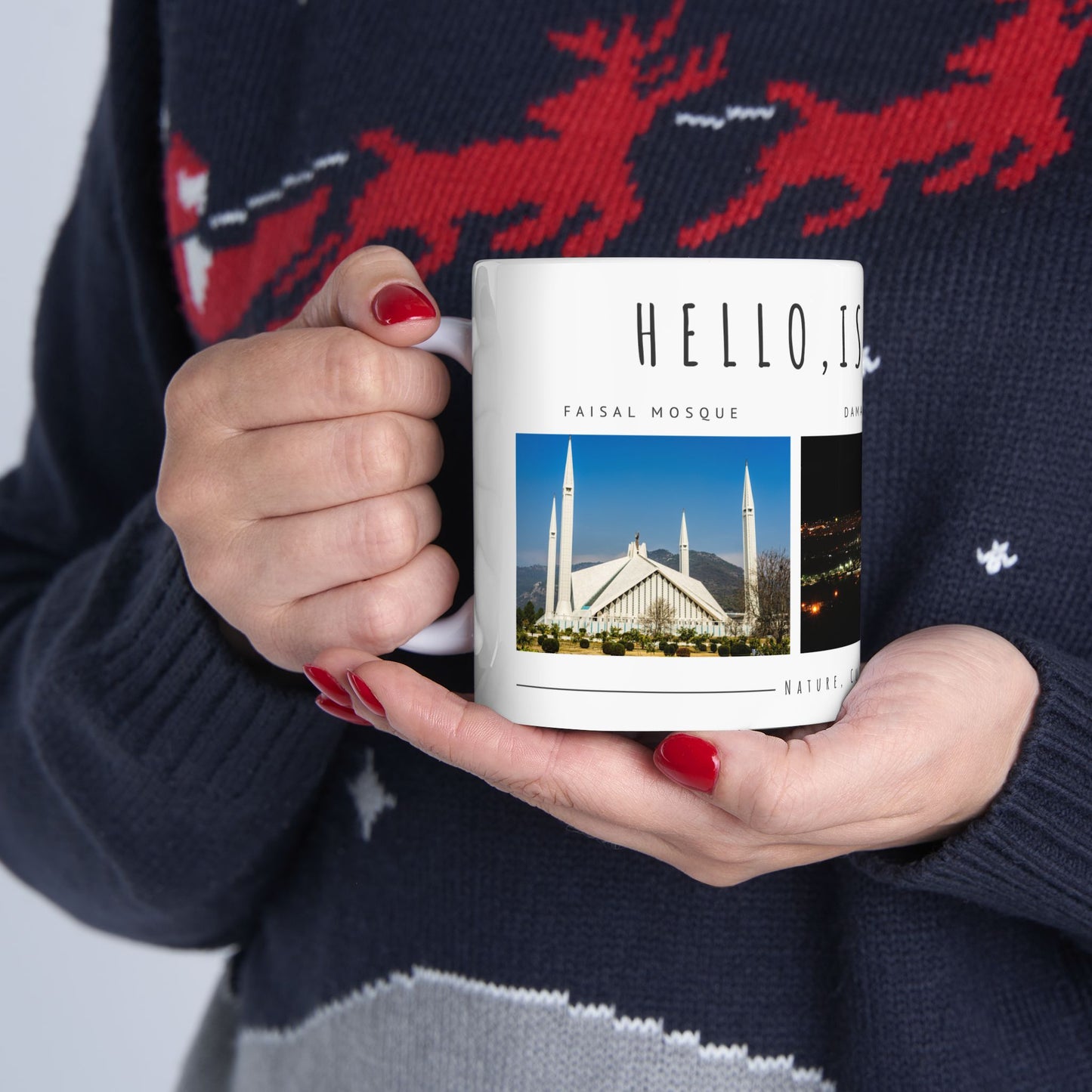 Hello Islamabad Ceramic Mug - 11oz & 15oz Coffee Cup with Scenic City Views - 12212