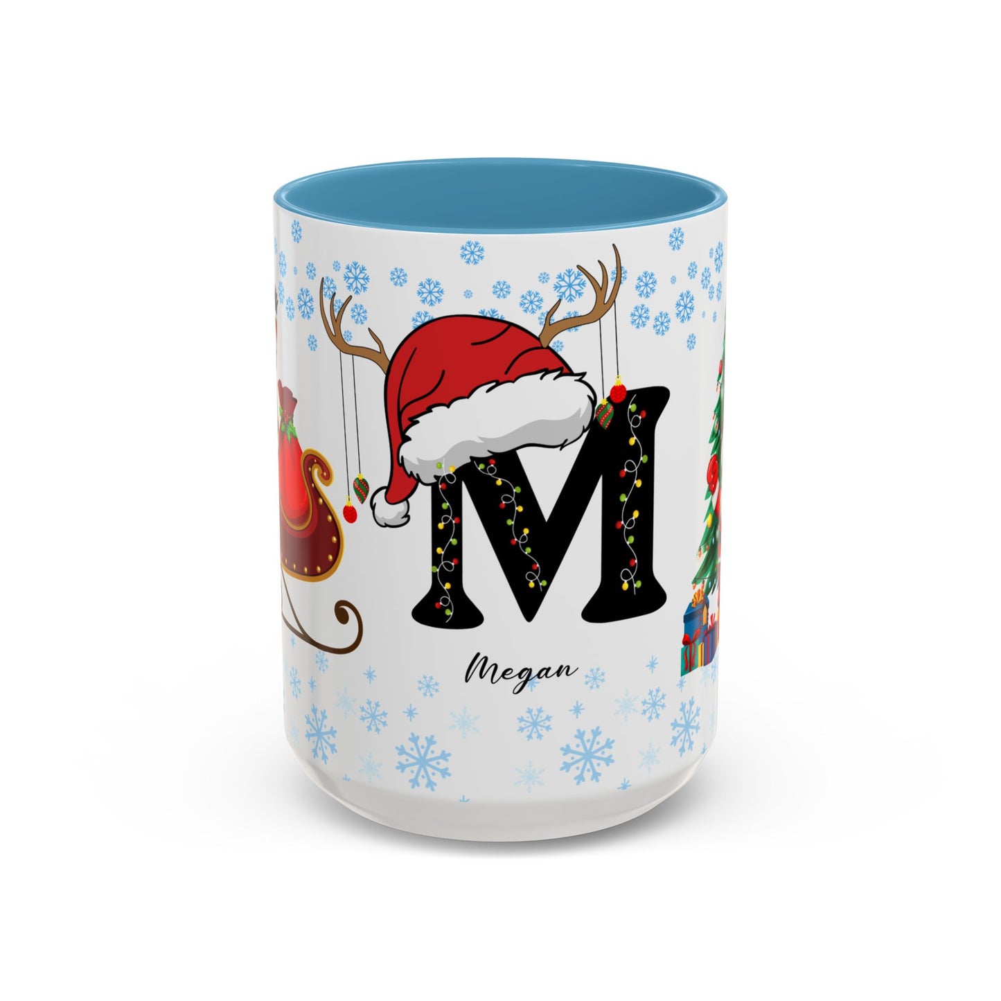 Christmas Letter M for Megan, Customizable - Accent Coffee Mug (11, 15oz)