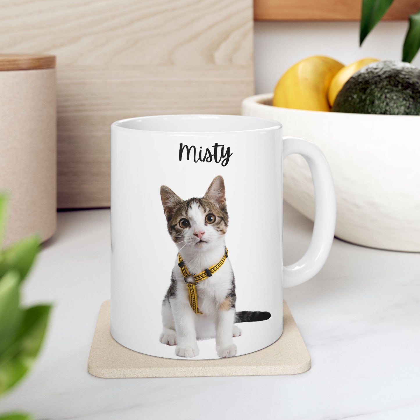 Personalised Cat Ceramic Mug for Animal Lovers, Cute Coffee Mug, Gift for Cat Mom, Personalized Animal Design Cup - 14204