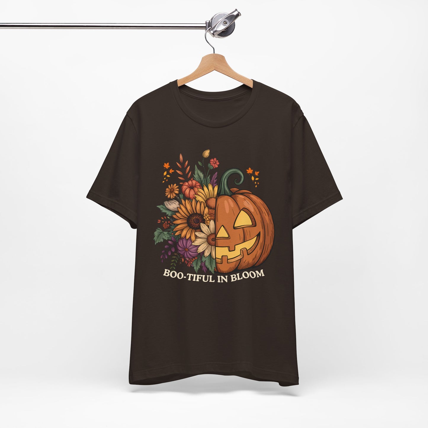 Boo-tiful in Bloom Halloween Pumpkin Floral T-Shirt — Fall Graphic Tee - 14925