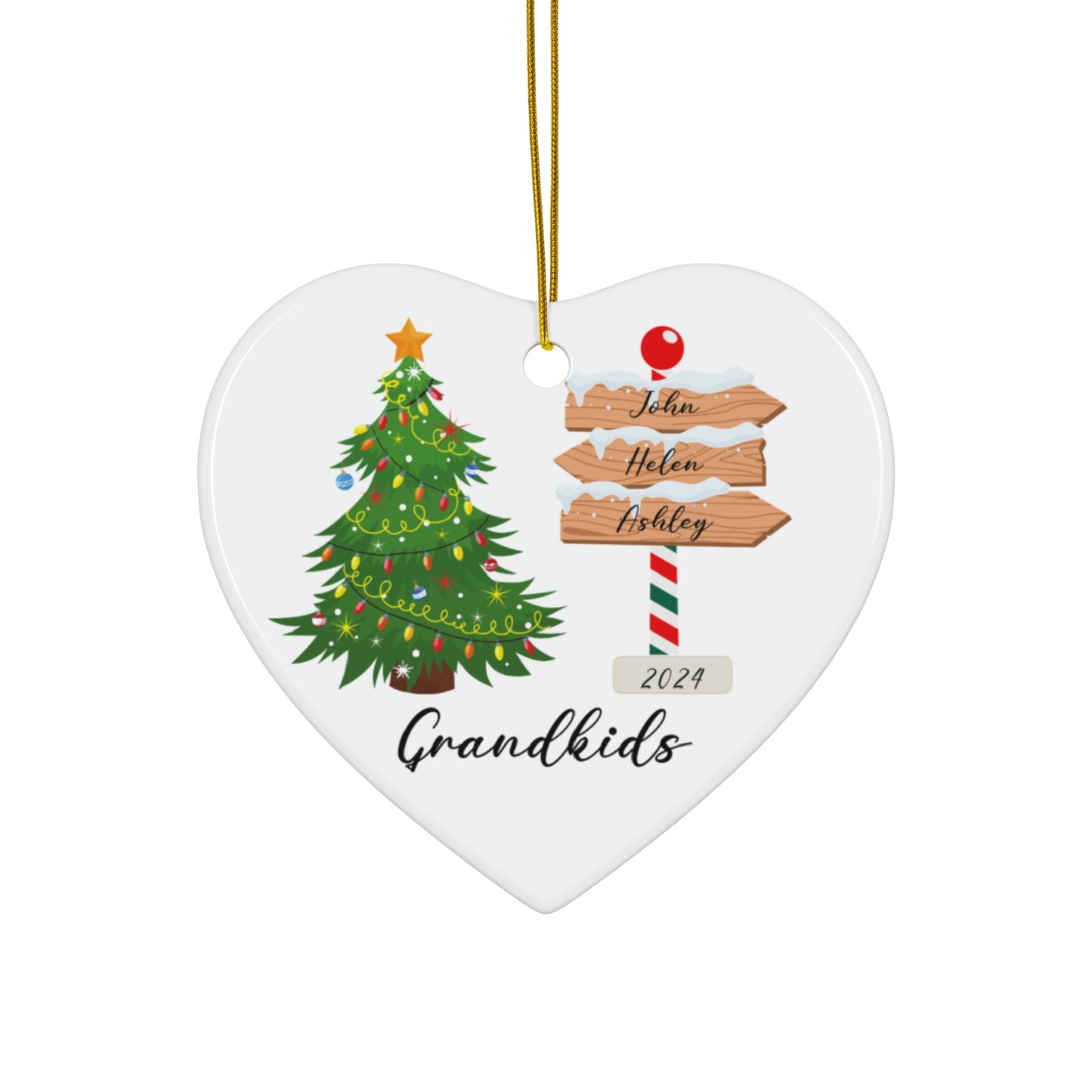 Snow Sign With Names, Customizable - Ceramic Ornament, 4 Shapes - 10118