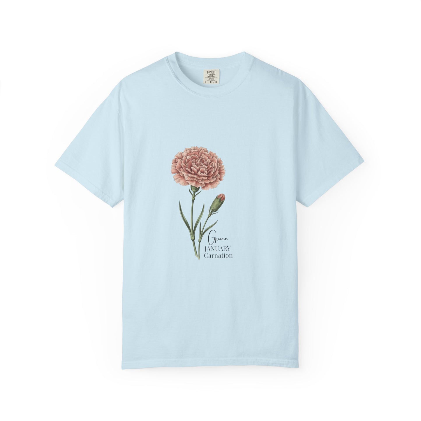 January Carnation Birth Flower T-Shirt – Customizable - 14672