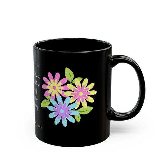 Happy Birthday,  Flowers, Customizable - Black Mug (11oz, 15oz) - 10190