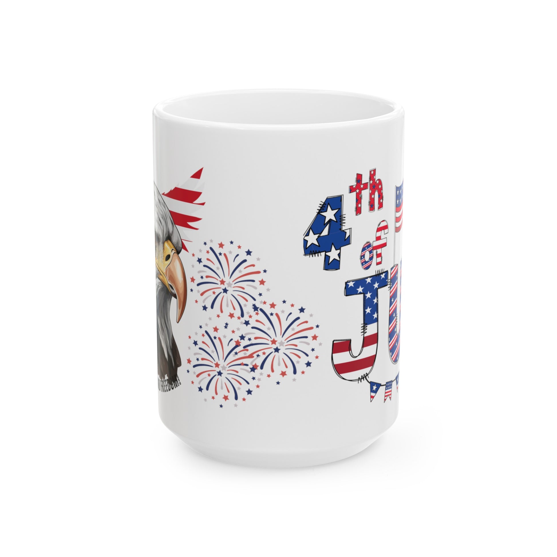 July 4, Eagle - Ceramic Mug, (11oz, 15oz)