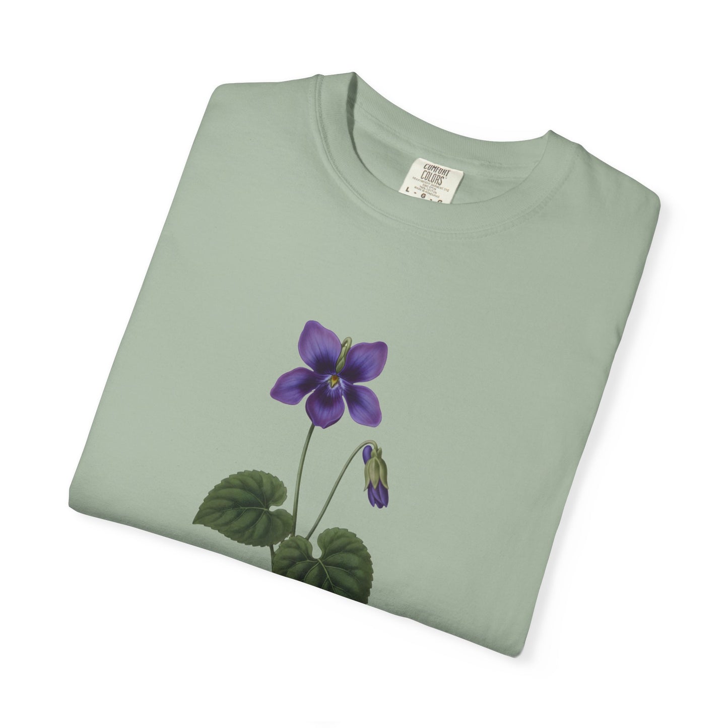 February Birth Flower Violet T-Shirt – Heavyweight Garment-Dyed Tee - 14700