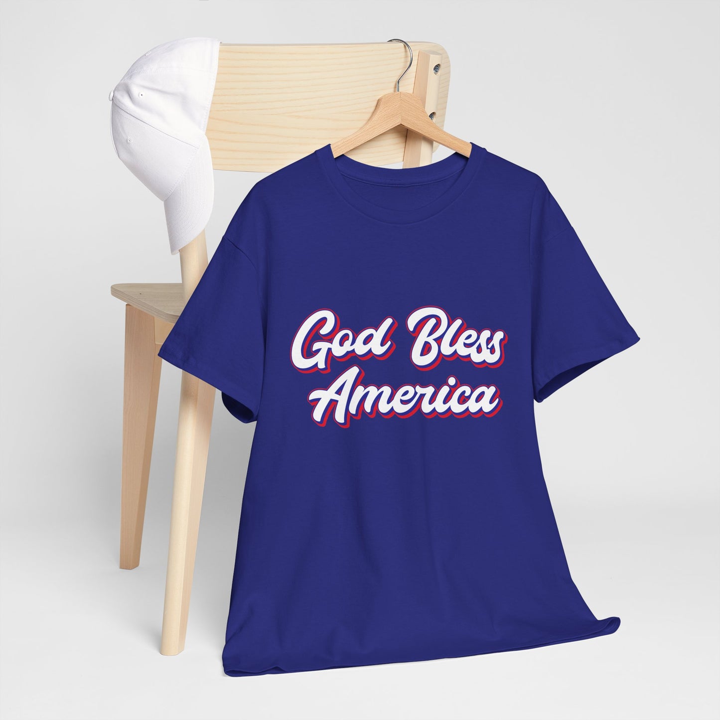 God Bless America Unisex Heavy Cotton Tee | Patriotic Shirt, American Pride Apparel, 4th of July Outfit, Gift for Veterans, Summer - 13655
