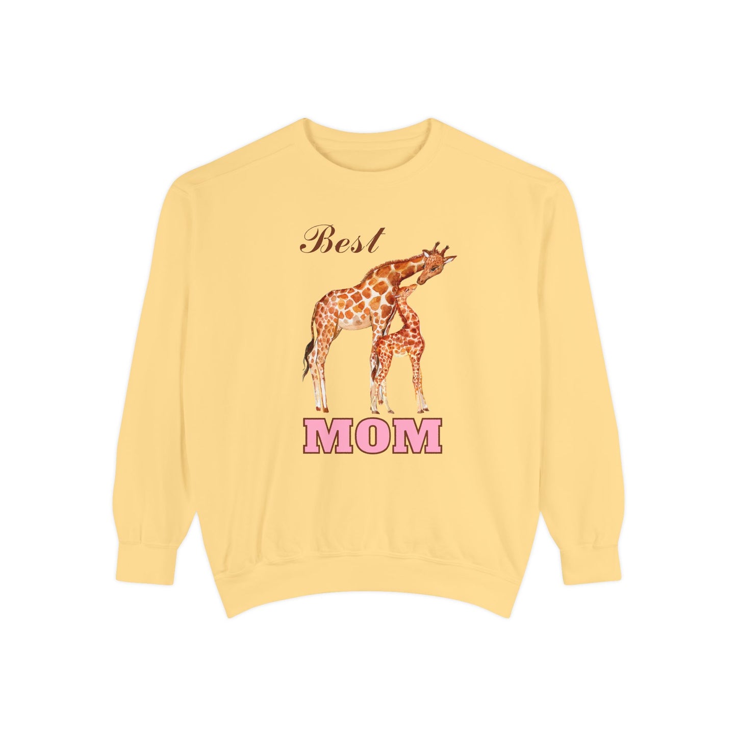 Best Mom Giraffe Design Unisex Garment-Dyed Sweatshirt - 11892