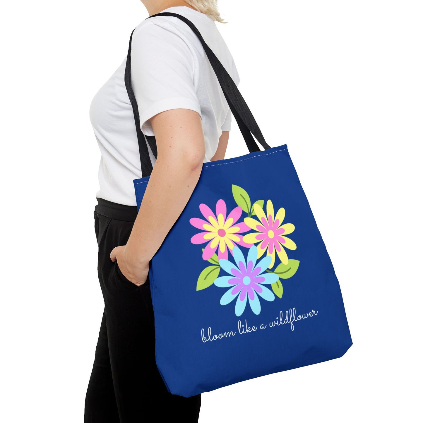 Bloom Like A Wildflower, Royal Blue - Tote Bag (AOP) - 10194