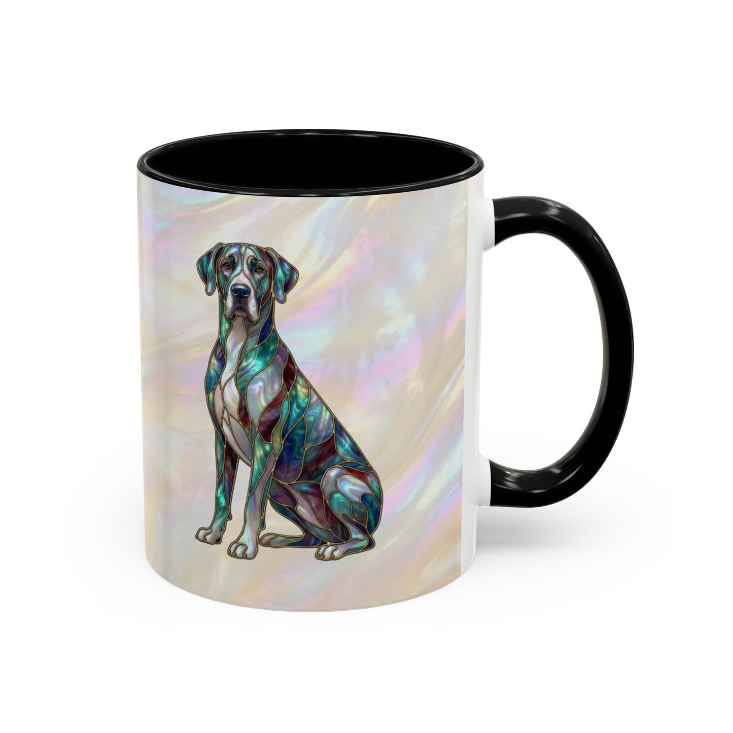 Personalized Great Dane Dog Mug — Stained Glass Design (11/15 oz) - 14550