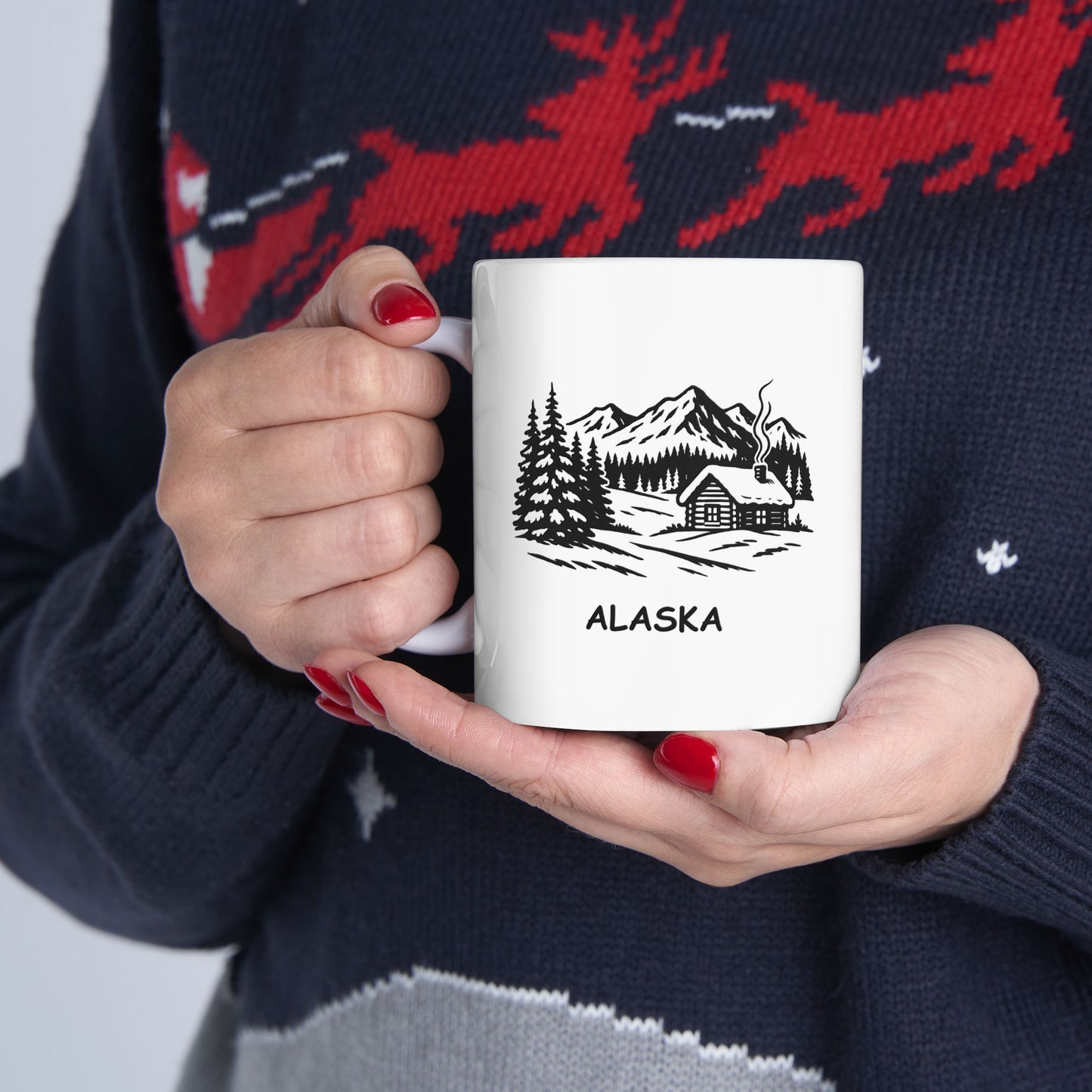 "Alaska: Where the winter never ends... but we like it that way." Ceramic Mug, 11/15oz - 12971