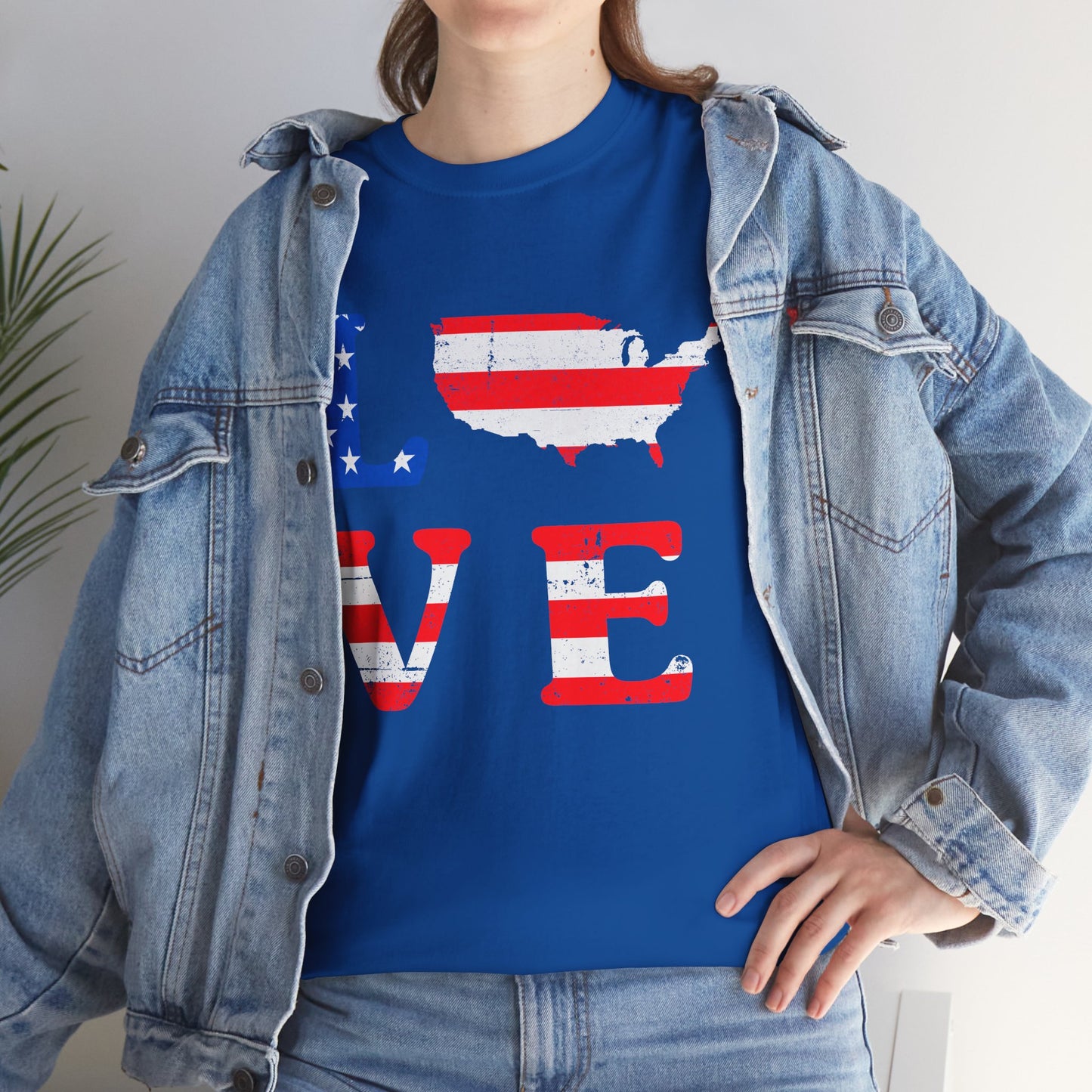 Patriotic Love Tee | Unisex Heavy Cotton T-Shirt, USA Love Shirt, 4th of July Gift, Casual Wear, Independence Day Apparel - 13696