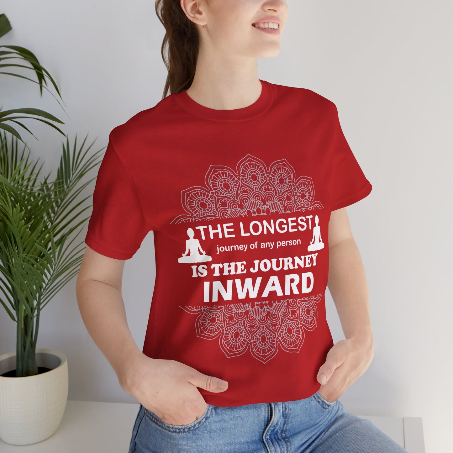 Yoga: The Longest Journey Of Any Person Is The Journey Inward - Unisex Jersey Short Sleeve Tee - 12156