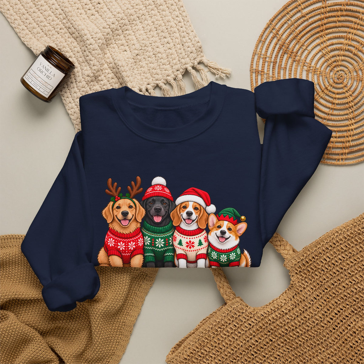 Pawsome Christmas Sweatshirt,  Cute Festive Dogs Crewneck - 14558