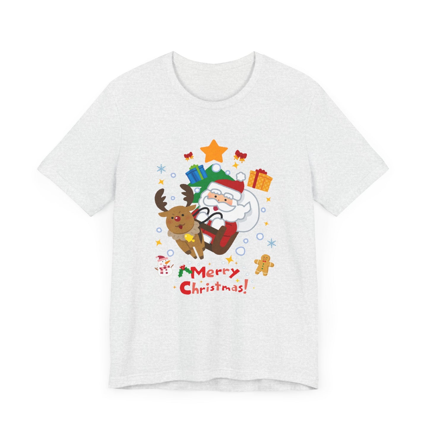 Santa & Reindeer, Merry Christmas - Unisex Jersey Short Sleeve Tee - 10494