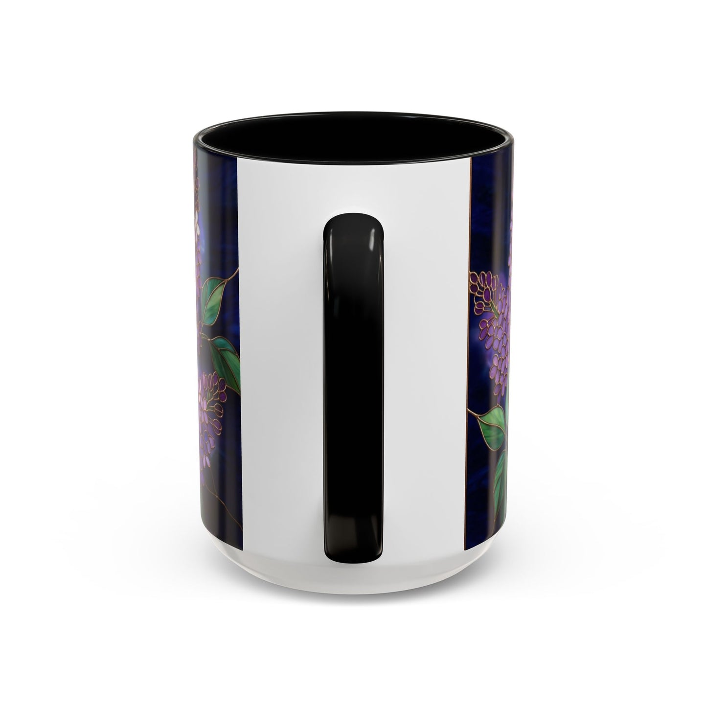 Lilac Blossoms Accent Coffee Mug — Stained Glass Design (11/15 oz) - 14574