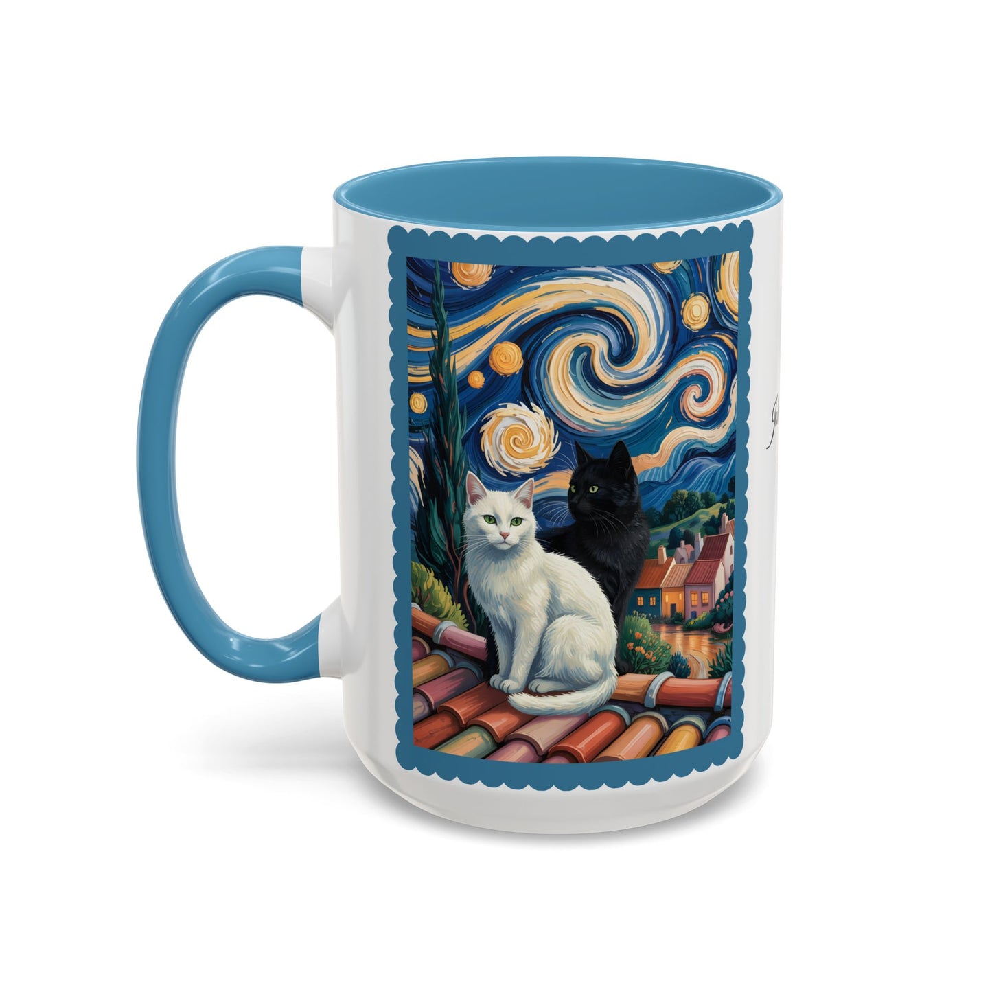 Van Gogh Inspired Cat Art Mug – Valentine’s Gift for Cat Lovers, 11oz / 15oz Coffee Mug - 14762