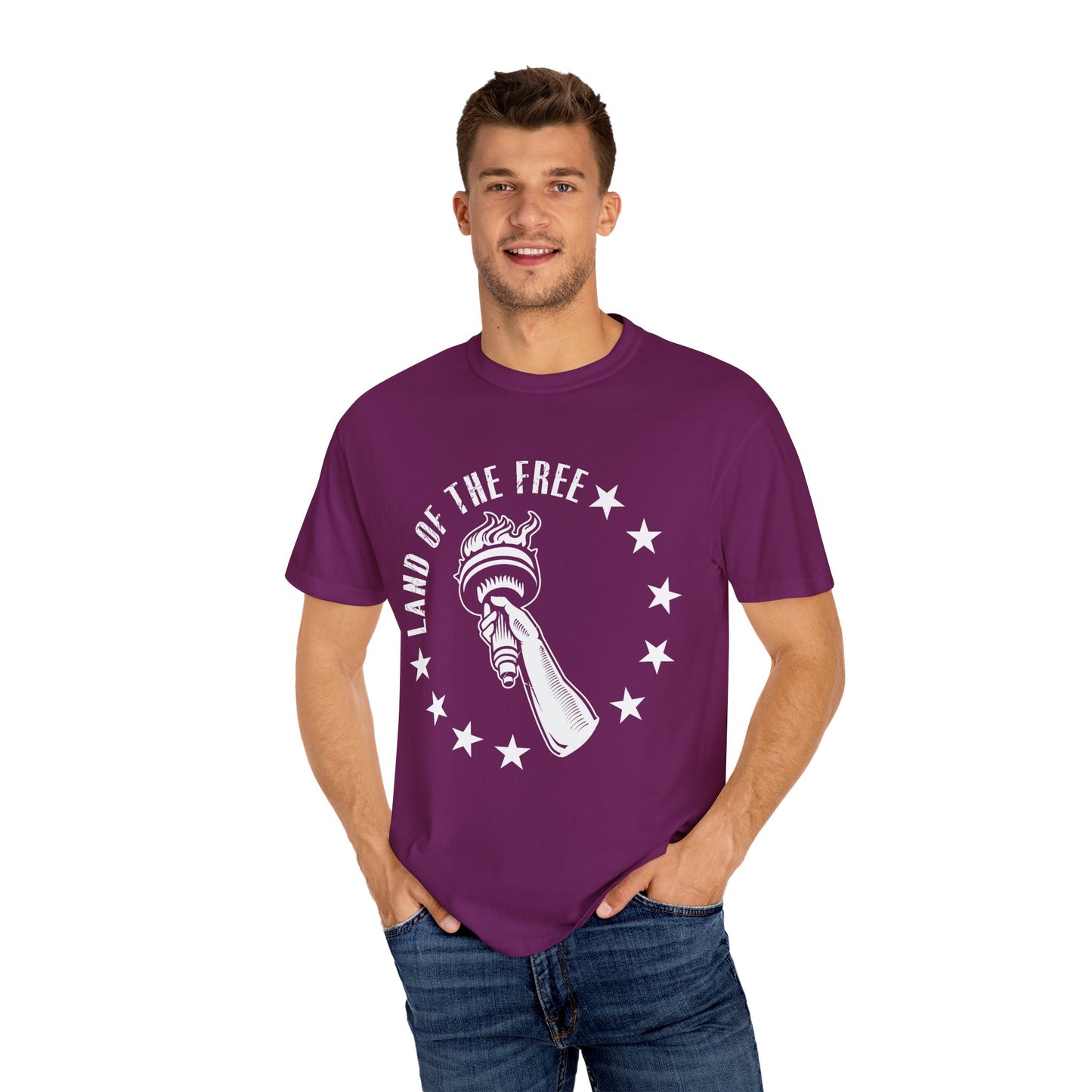 Land Of the Free Graphic T-Shirt, Casual Wear for Independence Day, Gift for Freedom Lovers, Unisex Tee for Everyday Style, Comfort and Style - 13640