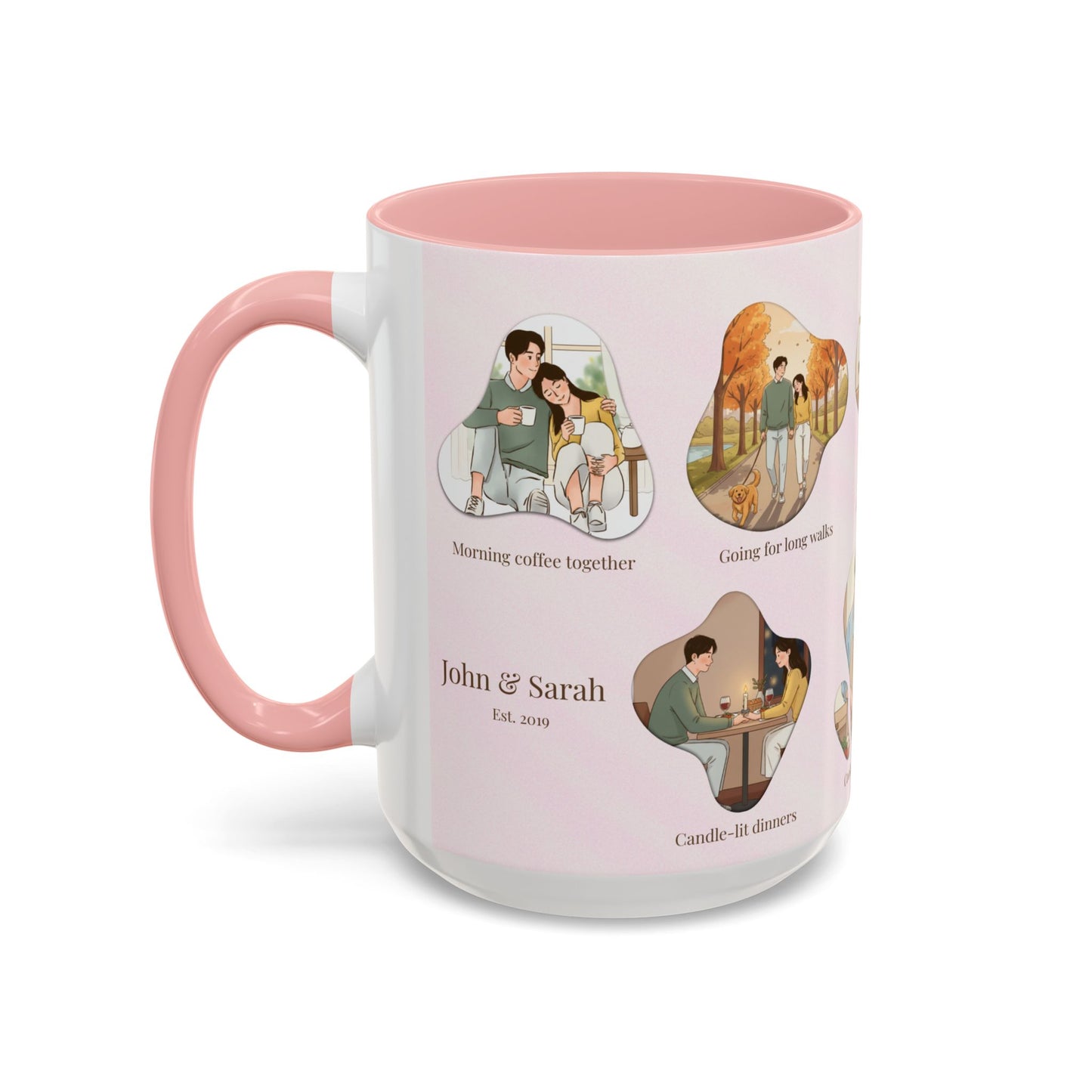 Our Favorite Things to Do Valentine’s Mug – Cozy Couples Illustrated Accent Coffee Mug - 14703