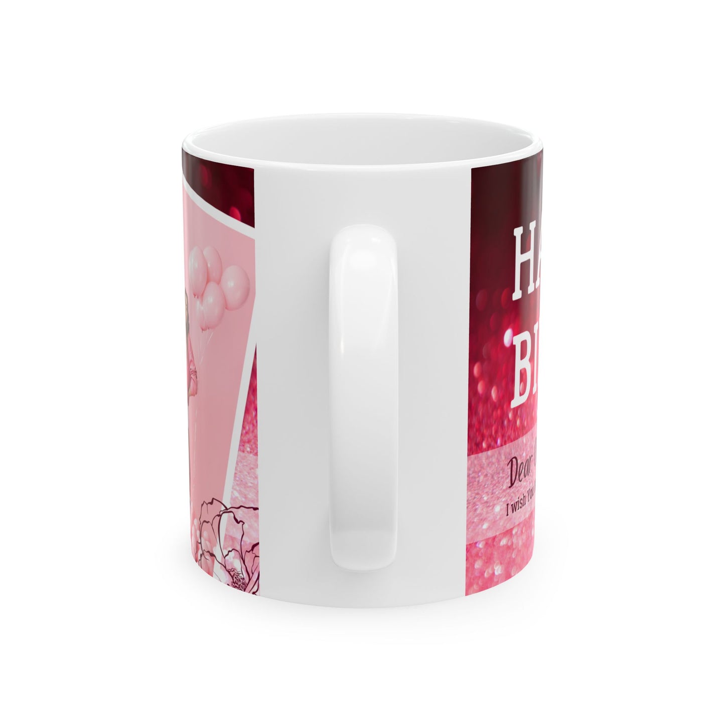 Happy Birthday Ceramic Mug | Personalized Gift for Friends | Celebration Cup | Best Friend Birthday Mug | Pink Sparkle Design - 13991