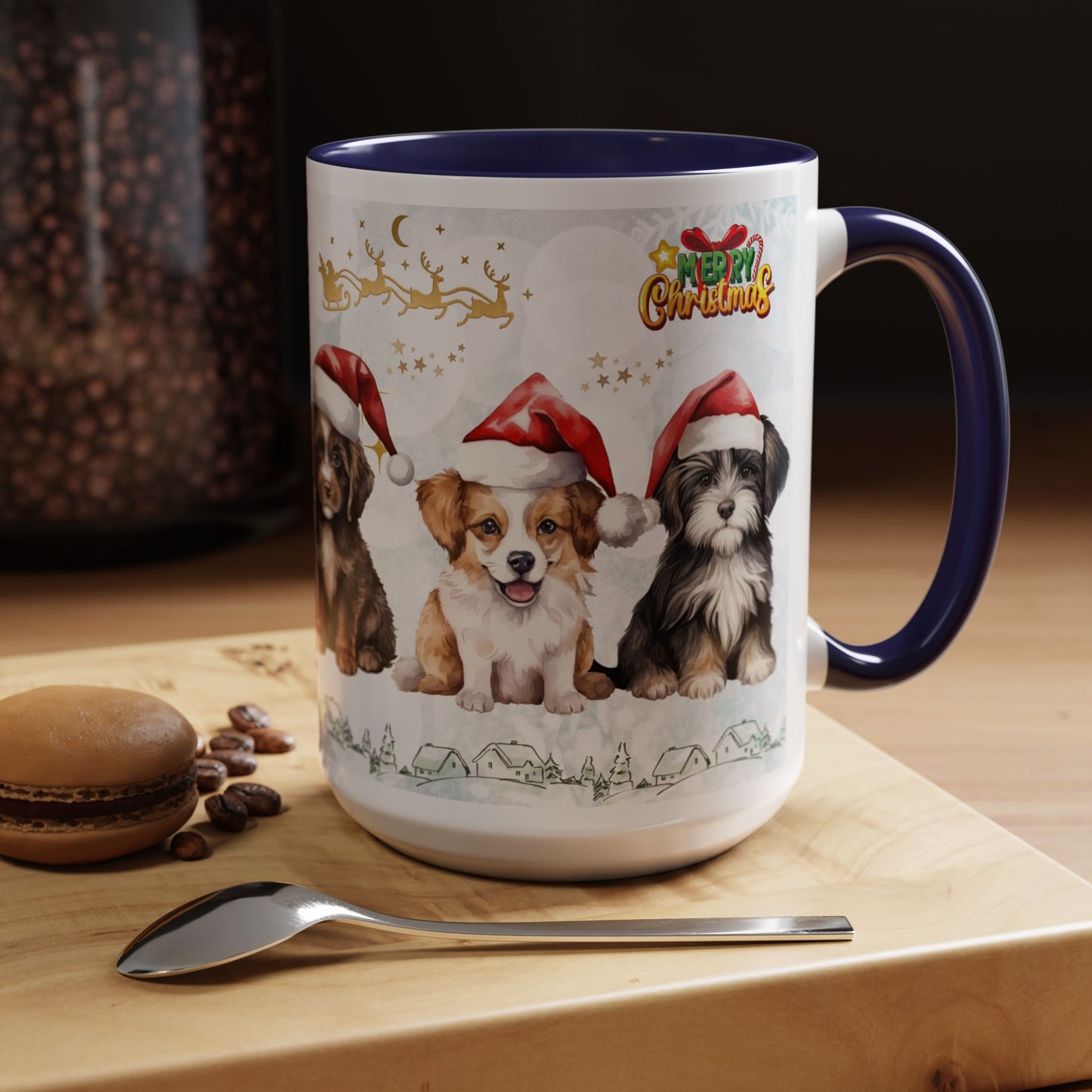 Merry Christmas, Puppies - Accent Coffee Mug (11, 15oz)