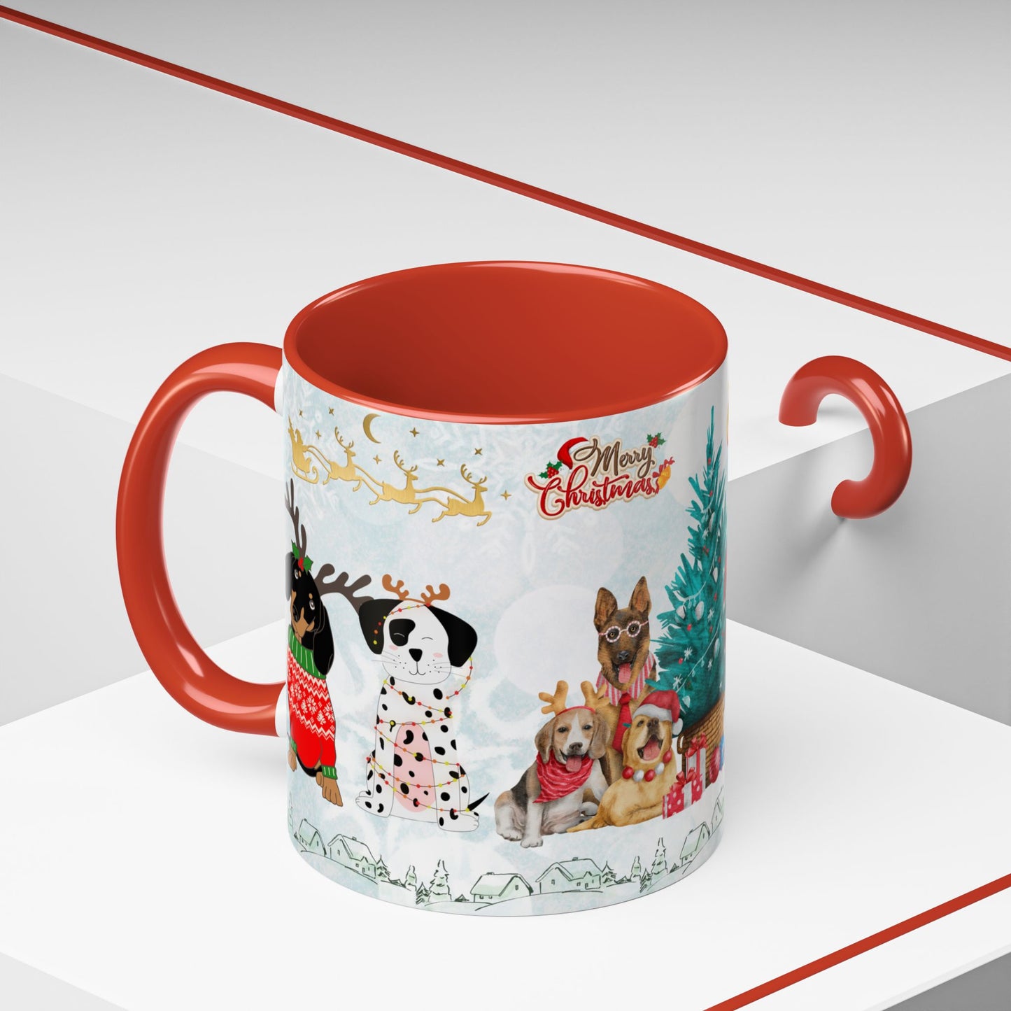 Merry Christmas Dogs - Accent Coffee Mug (11, 15oz)