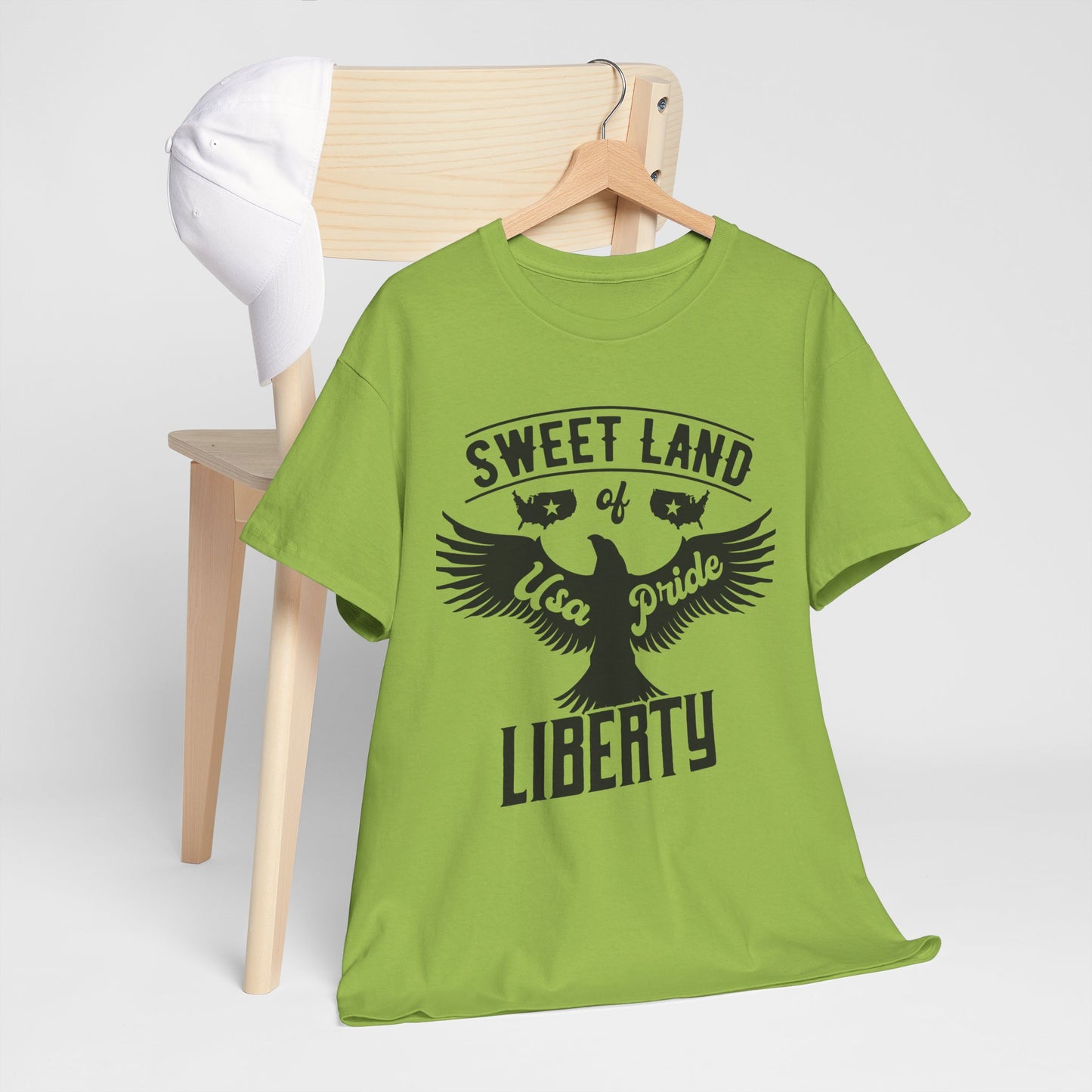 Sweet Land of Liberty Design, Unisex Heavy Cotton Tee: Patriotic T-shirt, Gift for Freedom Lovers, Casual Wear, Independence Day Shirt - 13492