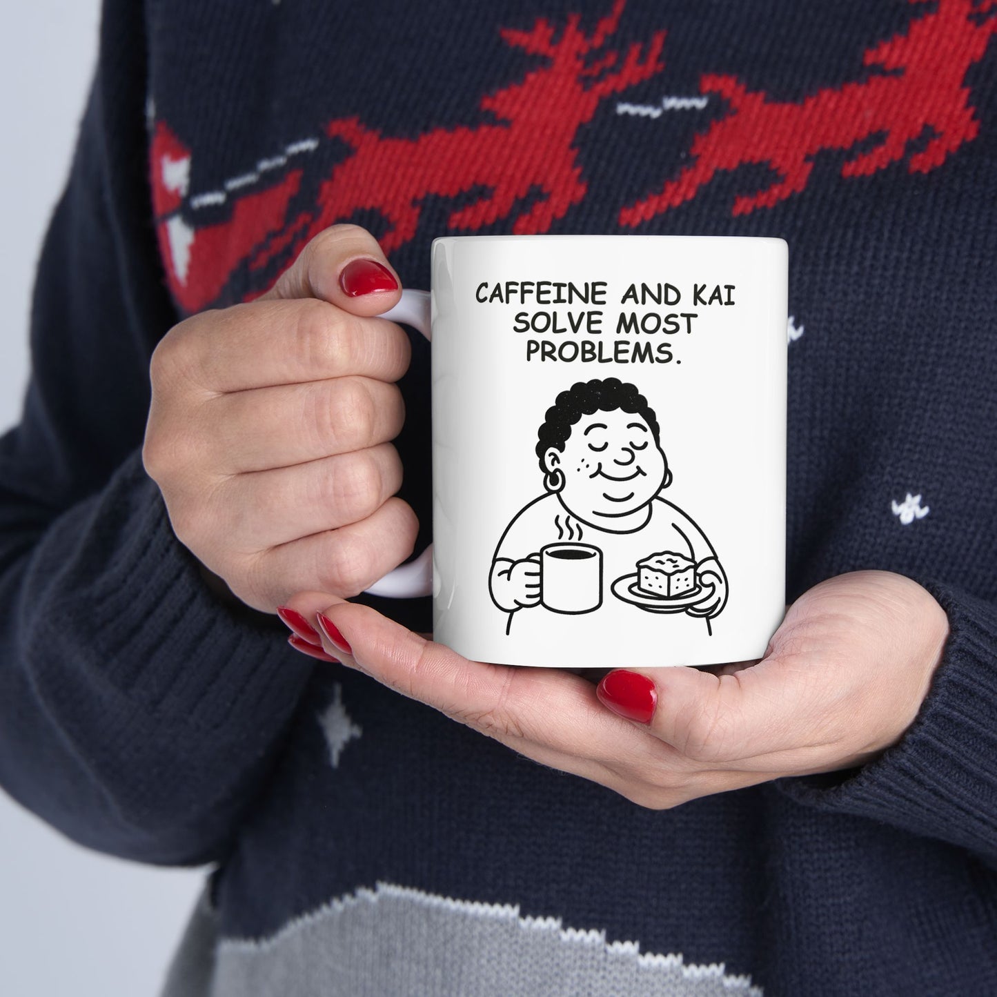 “Caffeine and kai solve most problems.”  (Wisdom passed down by aunties.) Ceramic Mug - 13930
