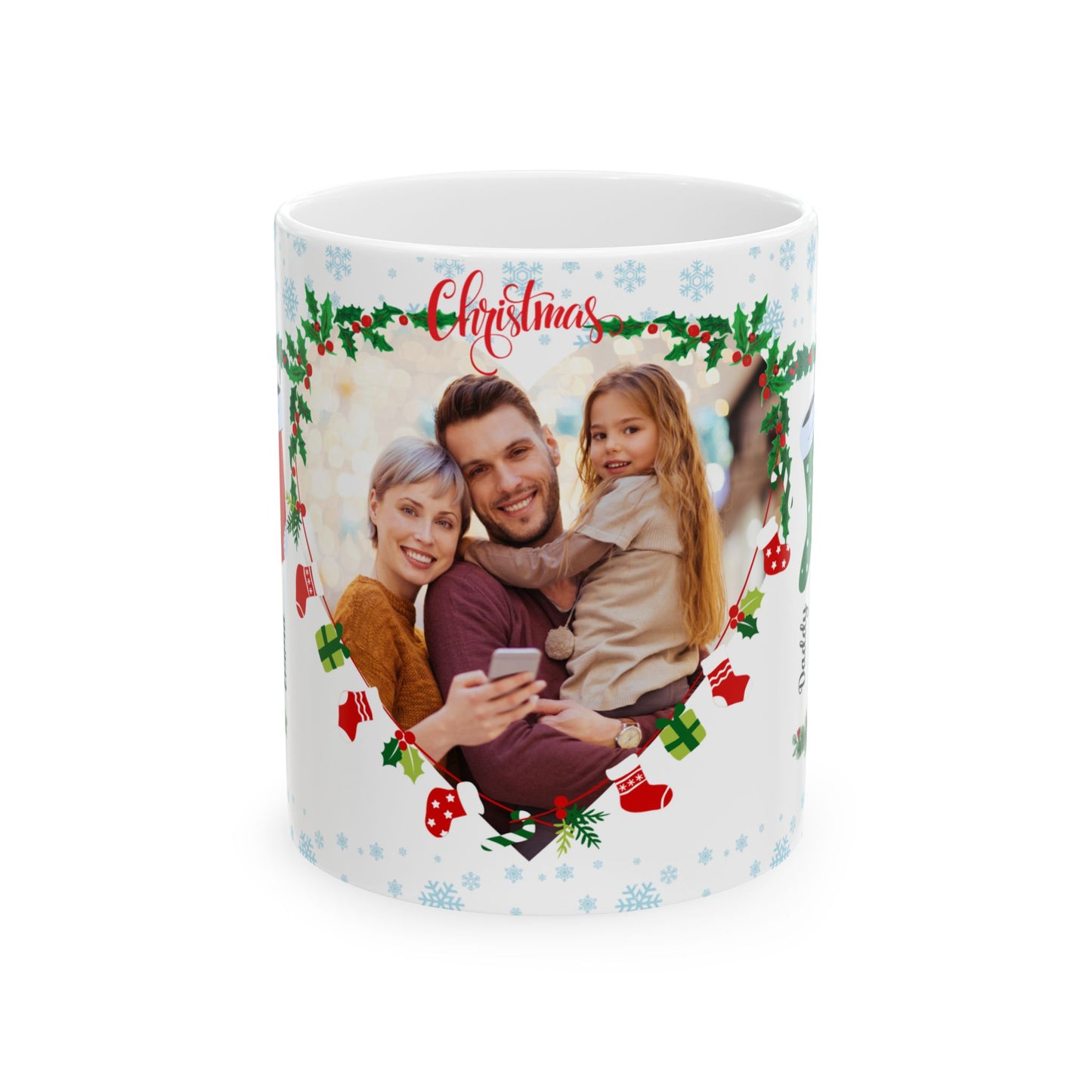 Christmas, Family Photo, Customizable - Ceramic Mug, (11oz, 15oz)