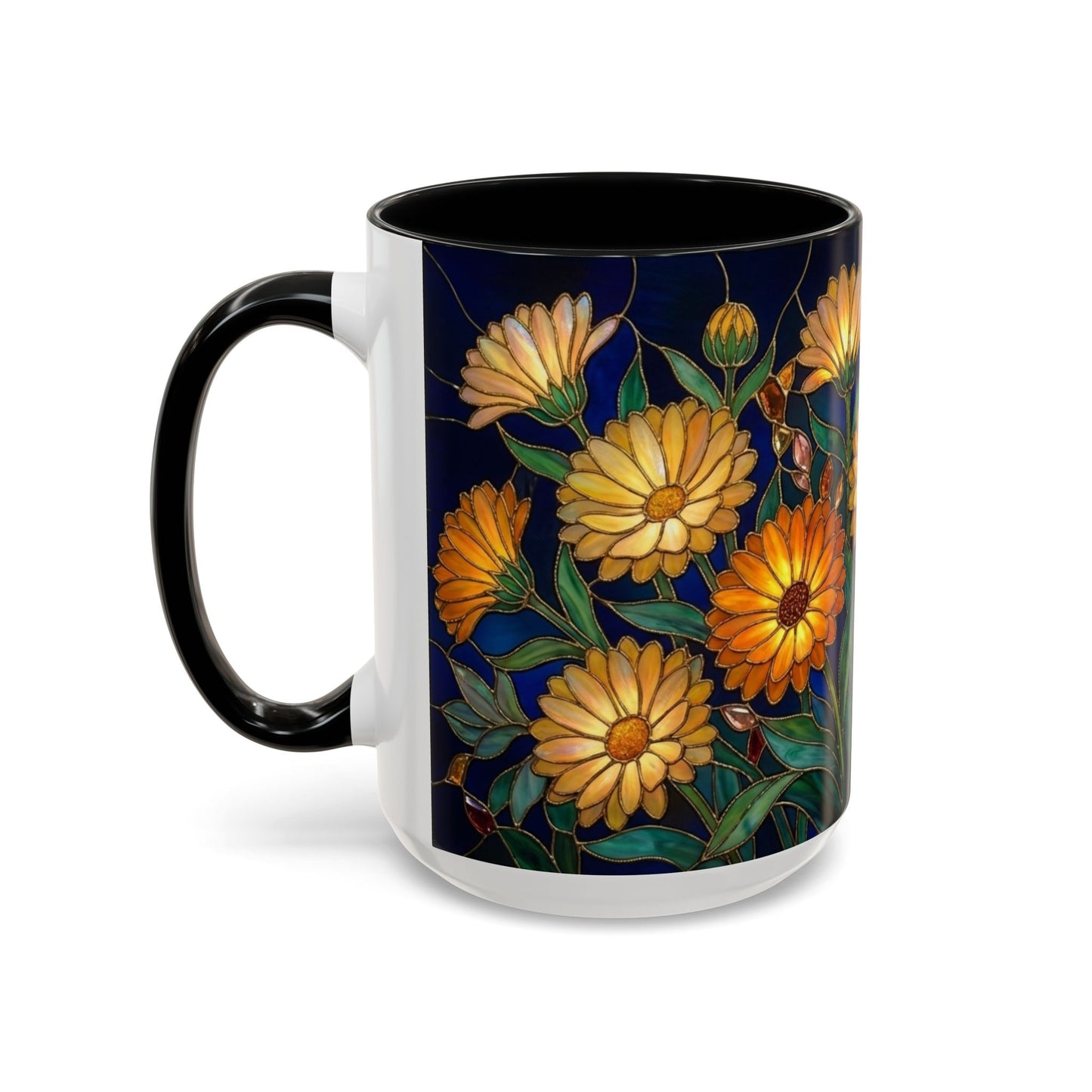 Calendula Accent Coffee Mug — Stained Glass Design (11/15oz) - 14549
