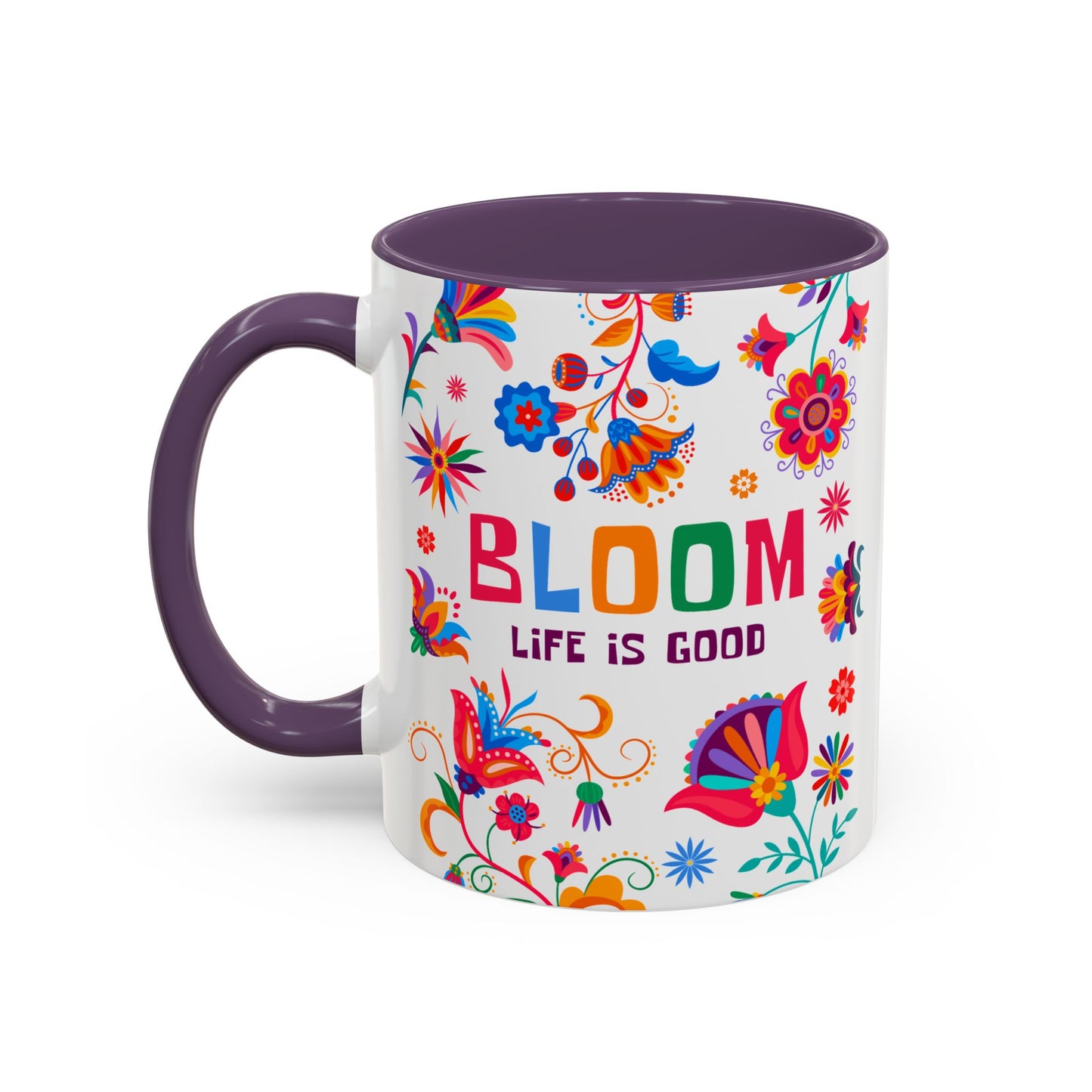 Colorful Floral Accent Coffee Mug - Bloom Life is Good - 14082
