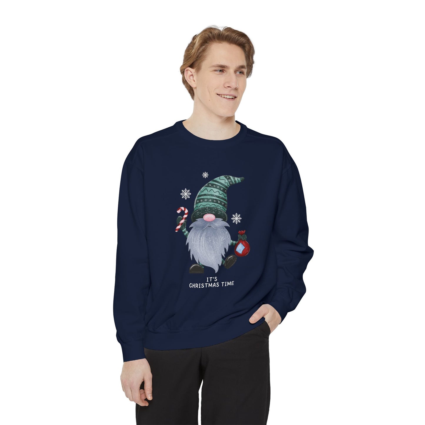 Gnome, It's Christmas Time - Unisex Garment Dyed Sweatshirt - 10507