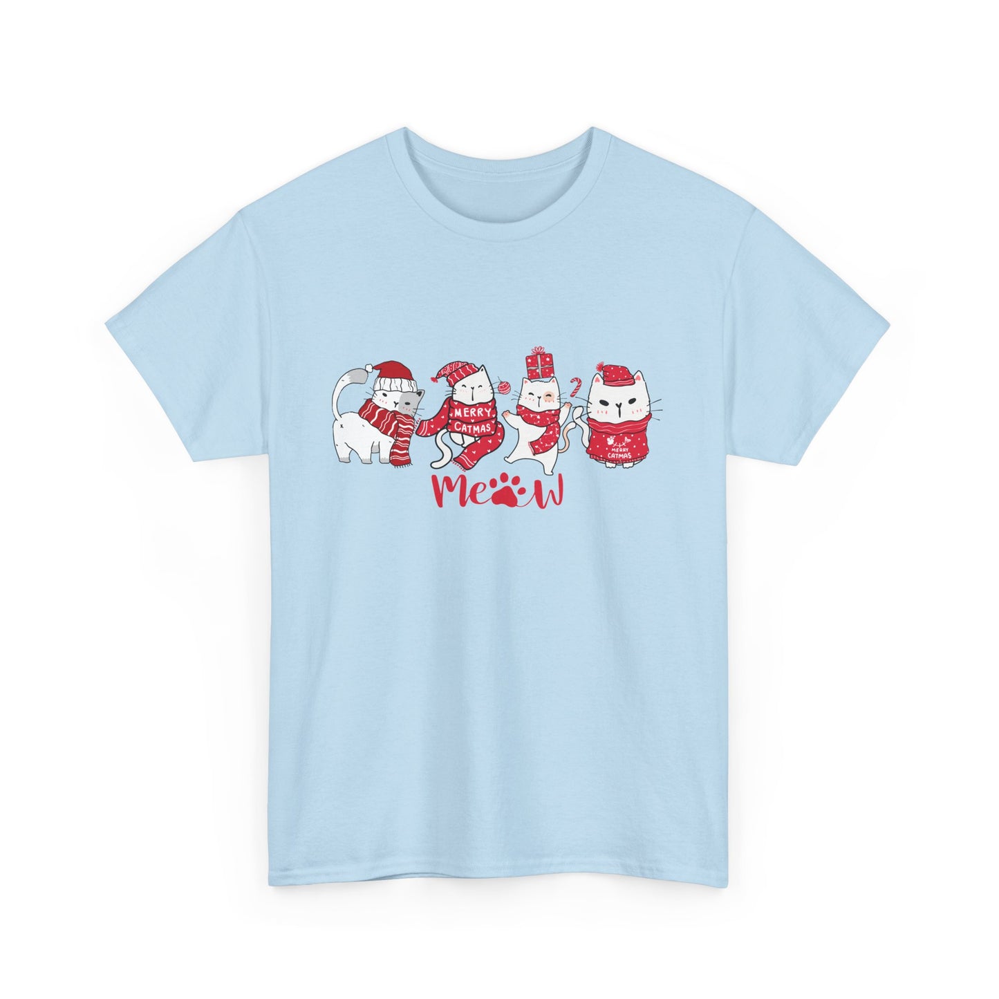 Cats, Merry Christmas - Unisex Heavy Cotton Tee - 10075