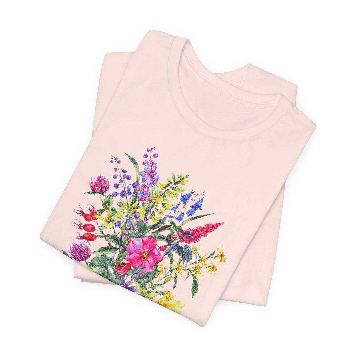 Blooming With Grace Floral T-Shirt, “Rooted in Drama” Watercolor Botanical Tee - 14965