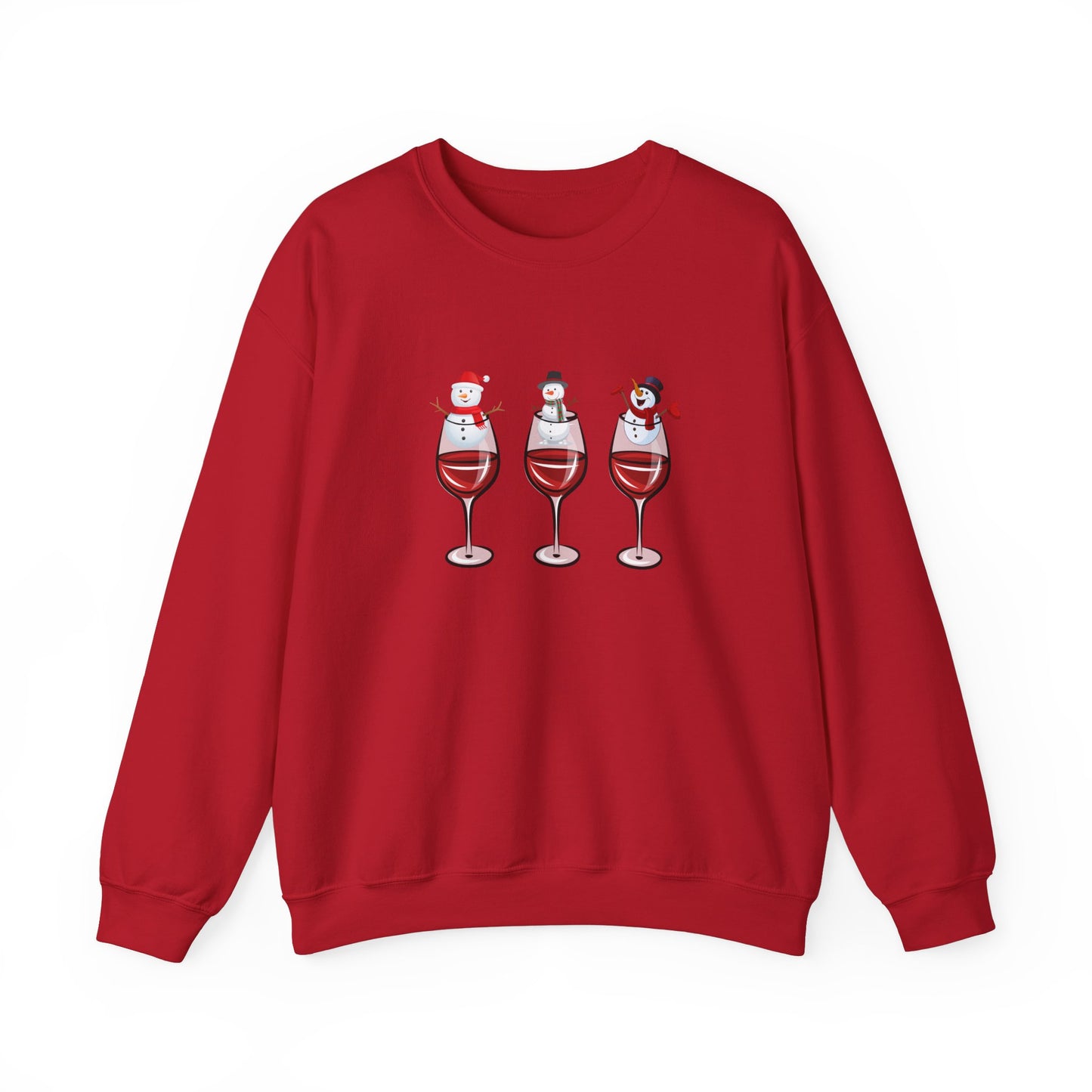 Snowman & Glass of Wine - Unisex Heavy Blend™ Crewneck Sweatshirt - 10013