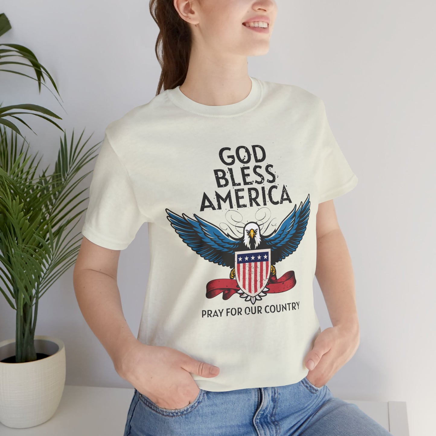 God Bless America Unisex Tee | Patriotic Shirt, American Eagle Design, Casual Wear, Independence Day, Gifts for Veterans - 13786